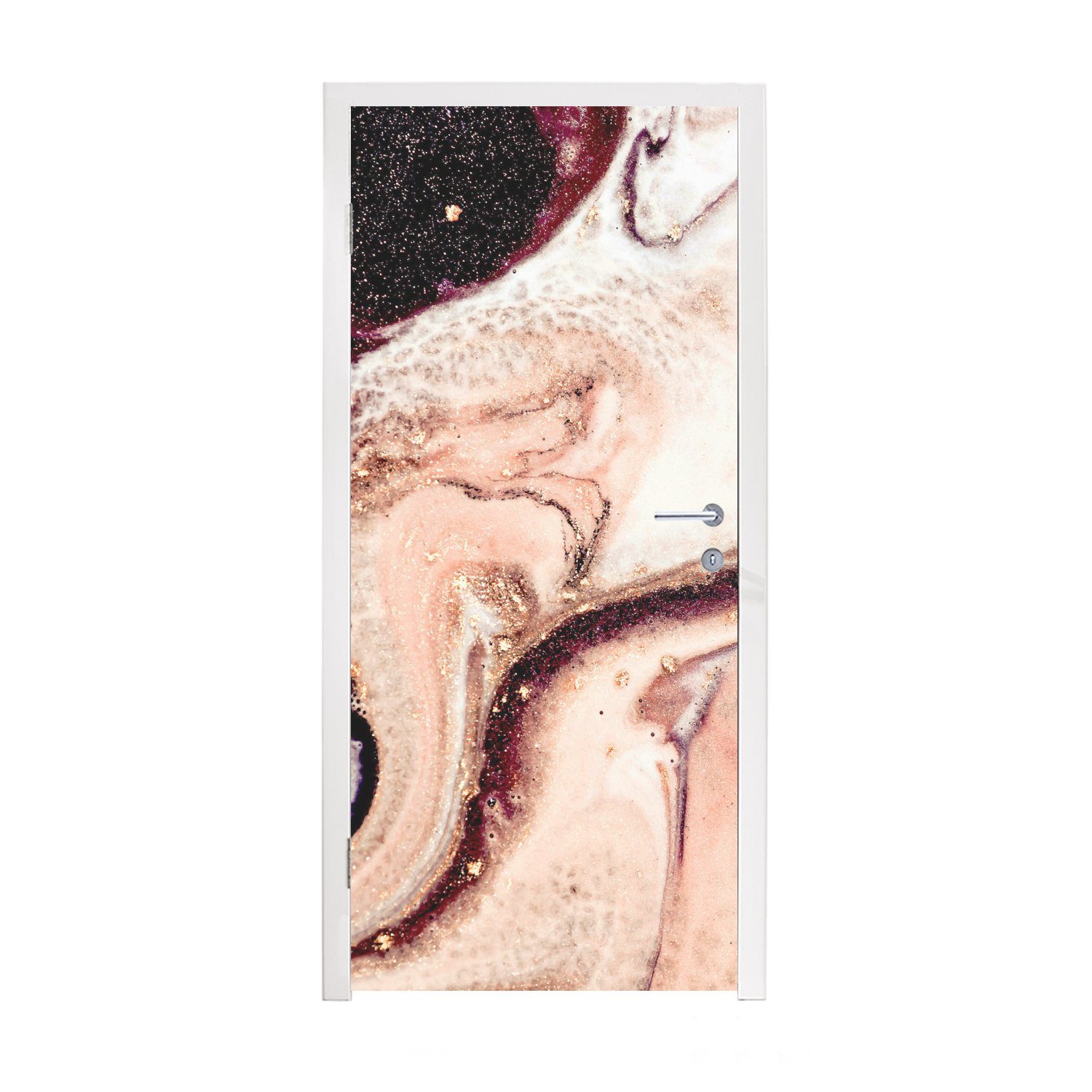 MuchoWow Türtapete Stein - Marmor - Edelstein - Abstrakt - Natur - Rosa, Matt, bedruckt, (1 St), Fototapete für Tür, Türaufkleber, 75x205 cm