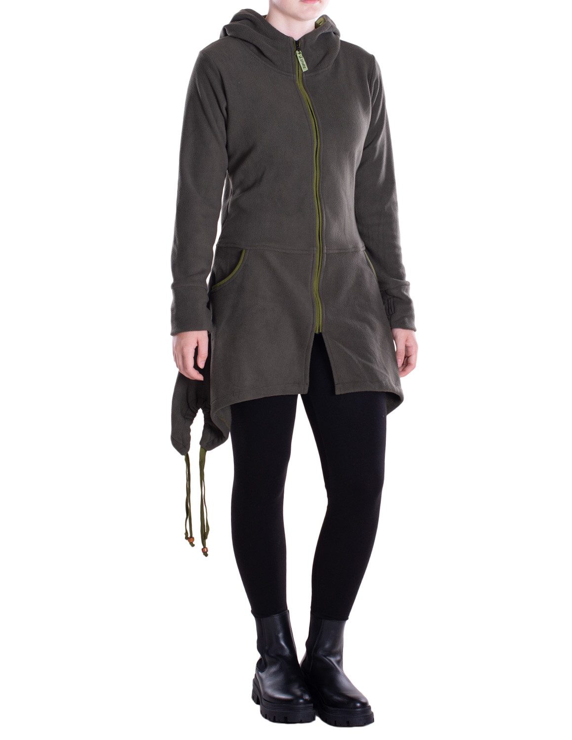 Vishes Kapuzenfleecejacke Damen Fleece Kapuzenjacke lang Elfen Zipfel-Jacke Übergangsjacke Hippie, Hoodie Style, Alternative Bekleidung