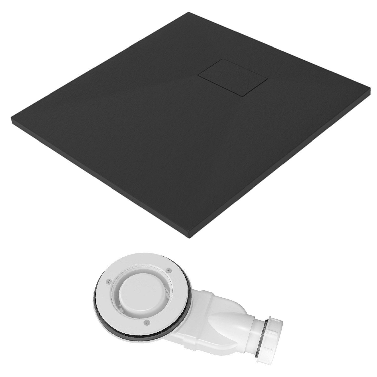 Thumbnail - AQUALAVOS Duschwanne Duschwanne mit Ablaufgarnitur Schieferoptik Rutschfeste Struktur 90x90, Sheet-Molding-Compound(SMC)...