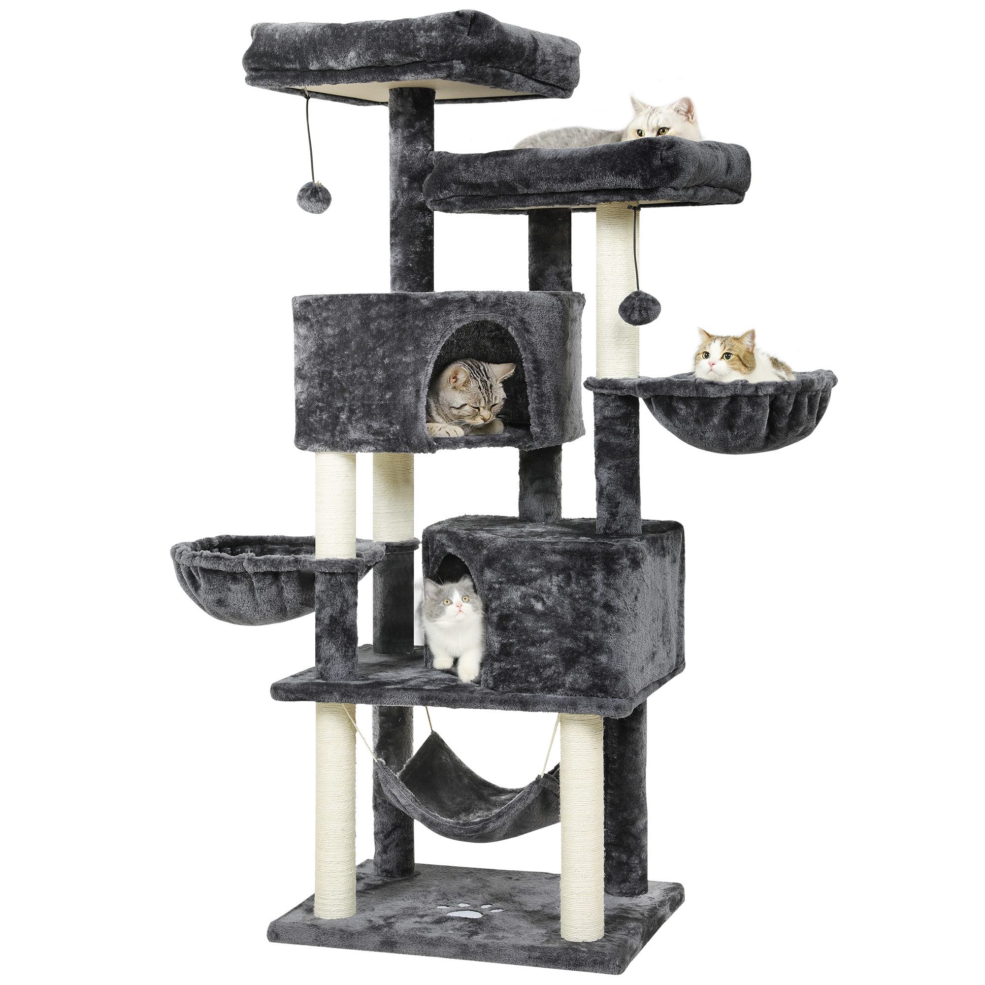 MSMASK Kratzbaum Stabiler Katzenbaum für groß Katzen mit 2 Höhlen, Natur Si günstig online kaufen