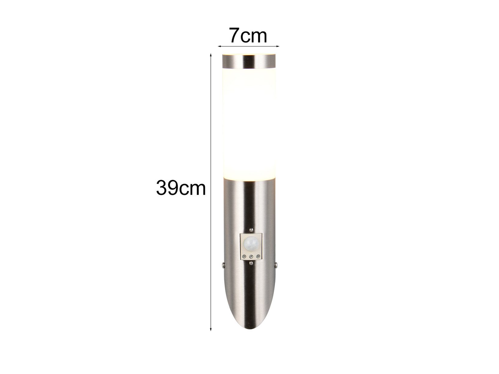 TRIO Leuchten LED Außen-Wandleuchte 2er Set aus Edelstahl Silber, Höhe 39cm, mit Bewegungsmelder, LED wechselbar, warmweiß