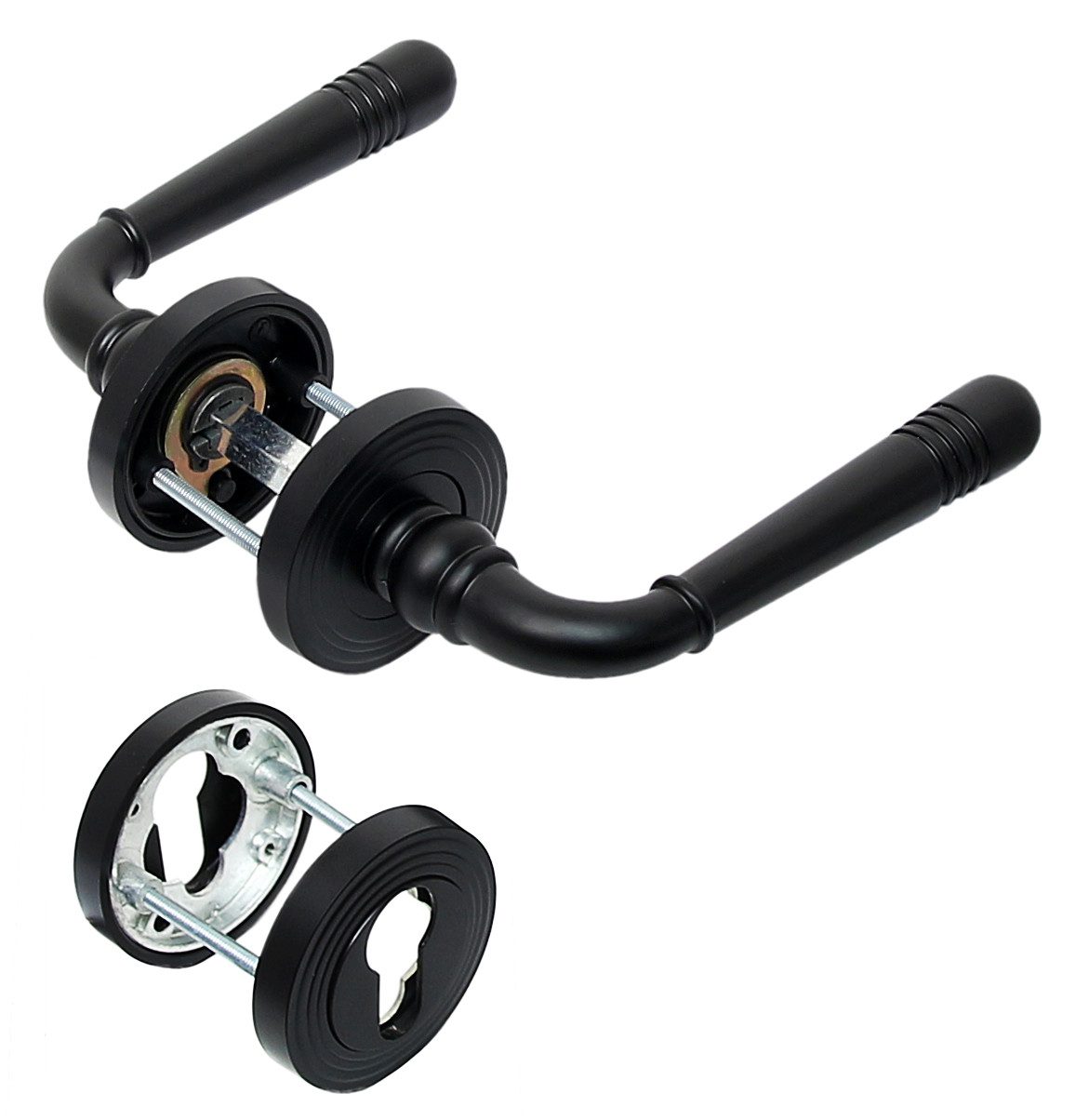 Türbeschlag Türbeschlag 2309 Helena R Schwarz Türklinke, Festdrehbar gelagert mit Rückholfeder zur Schlossentlastung