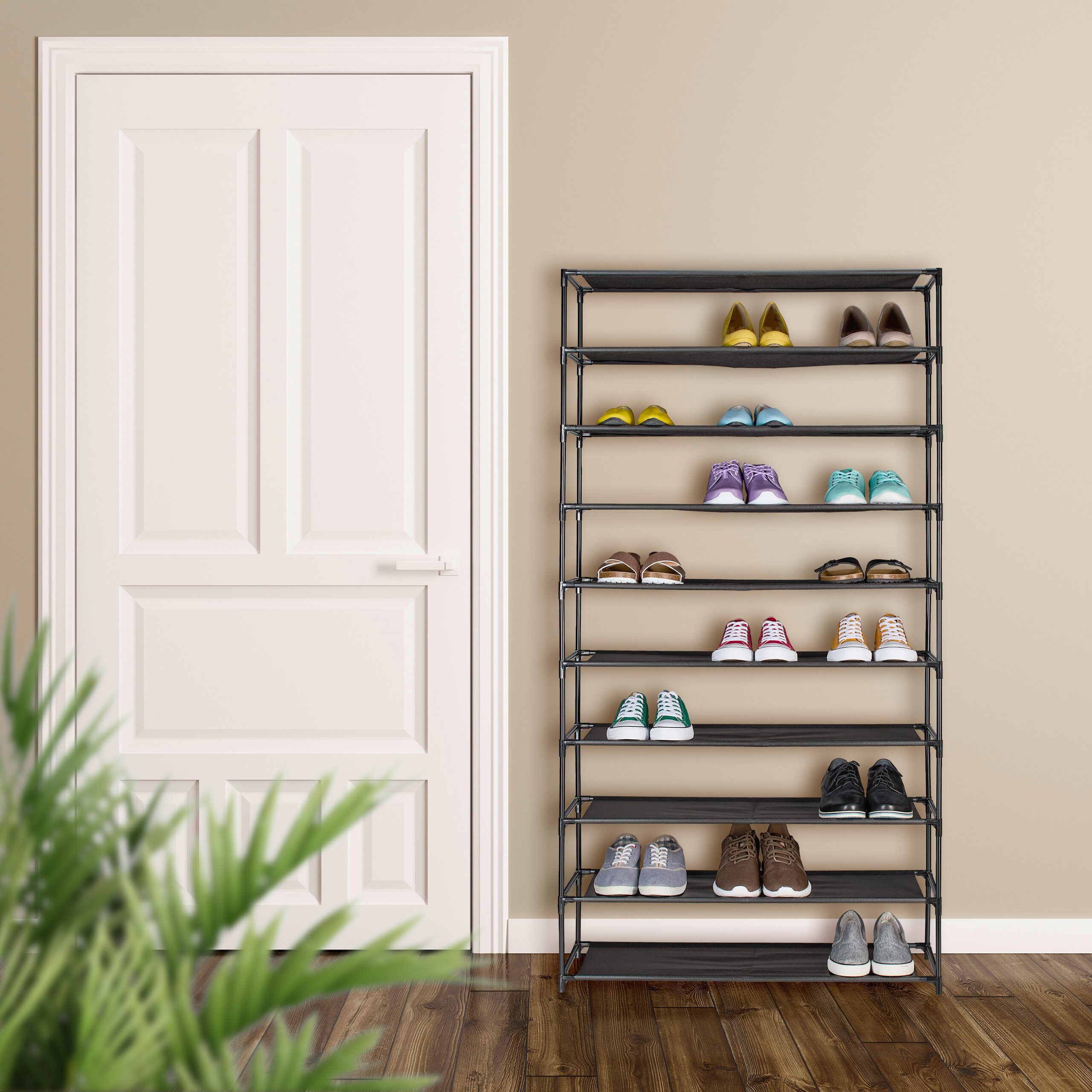 relaxdays Schuhregal mit Stoffebene, 10 Ebenen günstig online kaufen