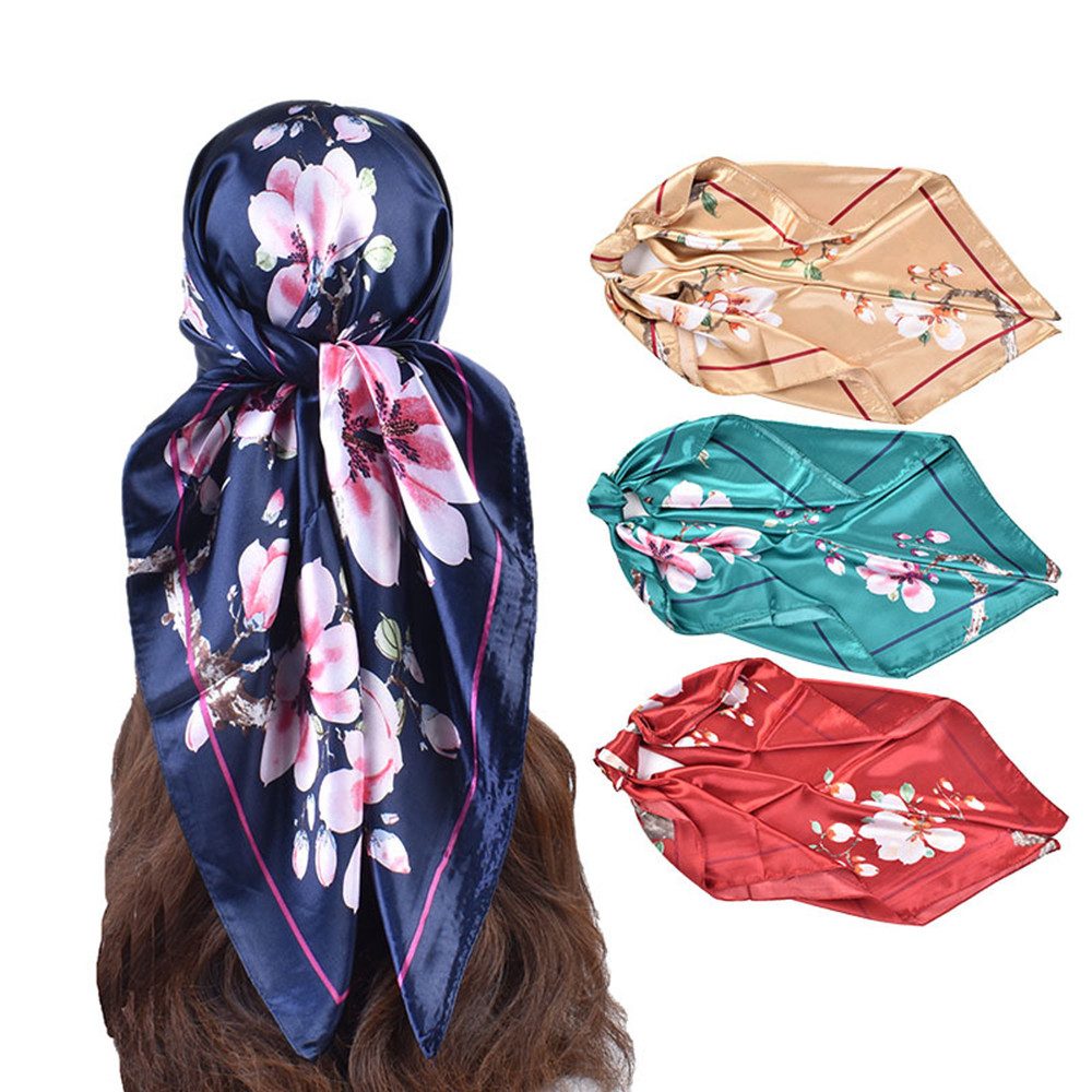 Zaewry Halstuch 90x90cm Quadratische Schals für Damen, (3-St), Mode Kopftuch Bandanas Haartuch Halstuch Haarschmuck