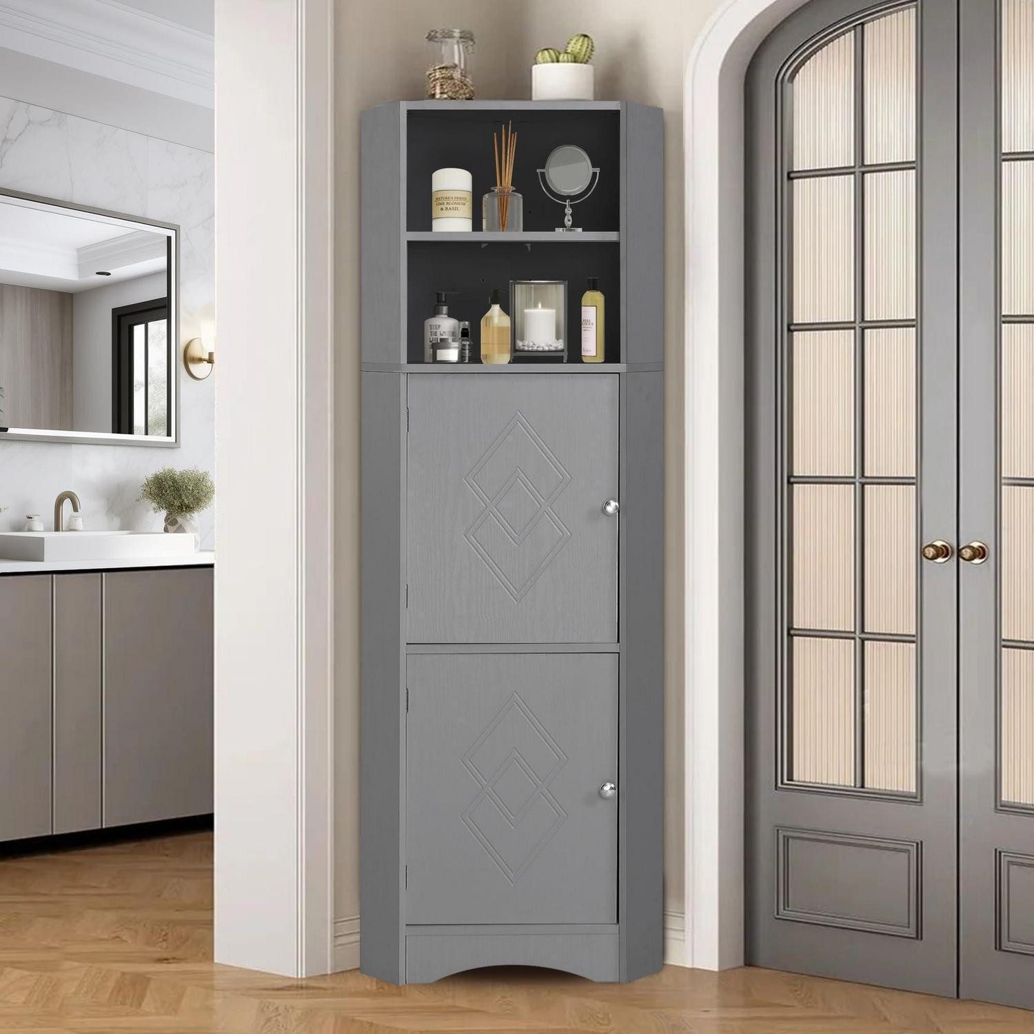 LuxusKollektion Mehrzweckschrank Badezimmerschrank grau (1-St)