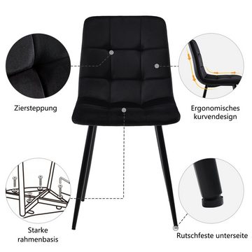 BlingBin Essgruppe, (5-tlg., Esstisch mit 4 Stühlen, mit Rückenlehne), Verstellbare Stuhlbeine, Samt