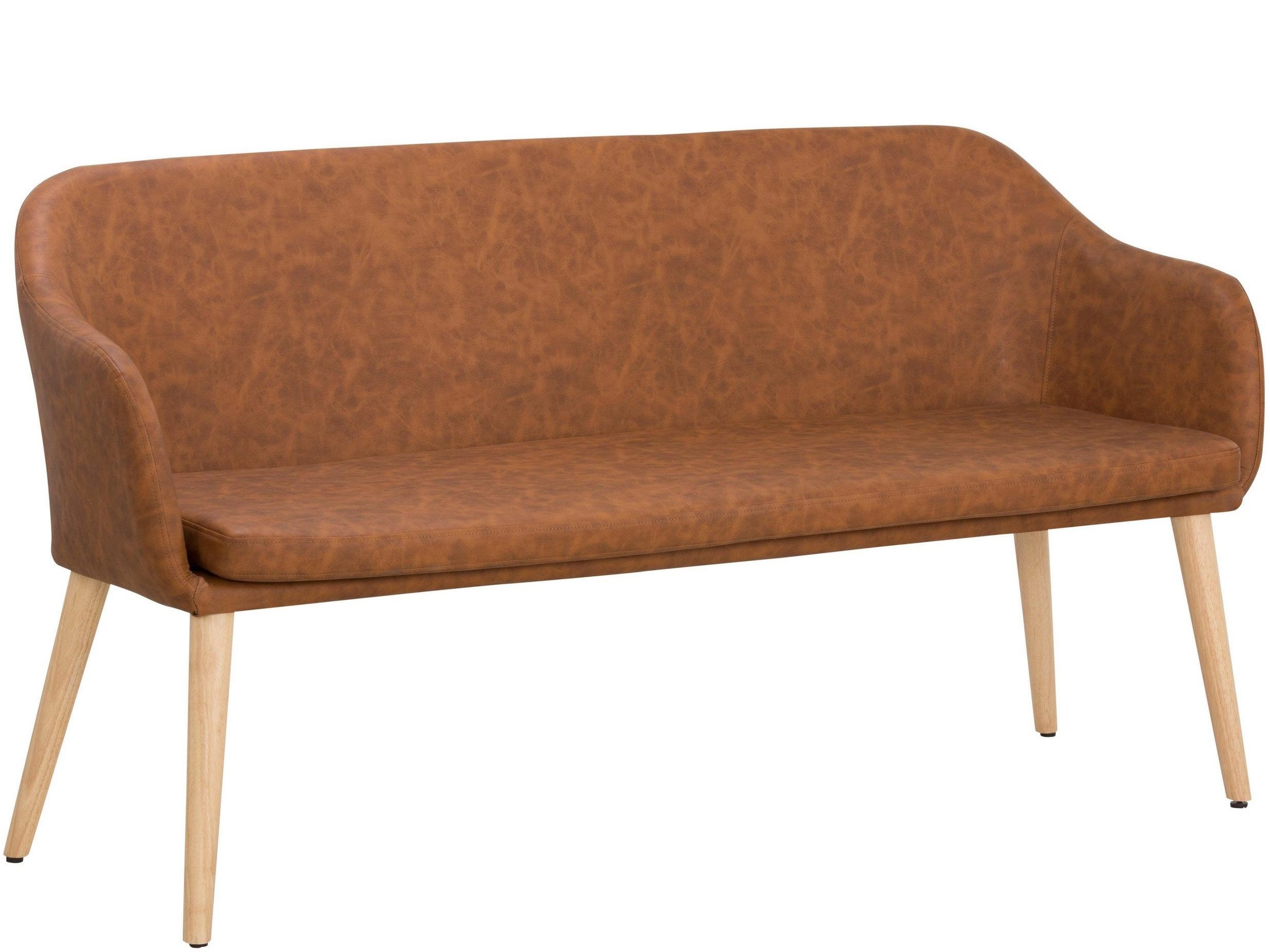 loft24 Sitzbank Panda, Bank Polsterbank Lederoptik Holzbeine 145 cm