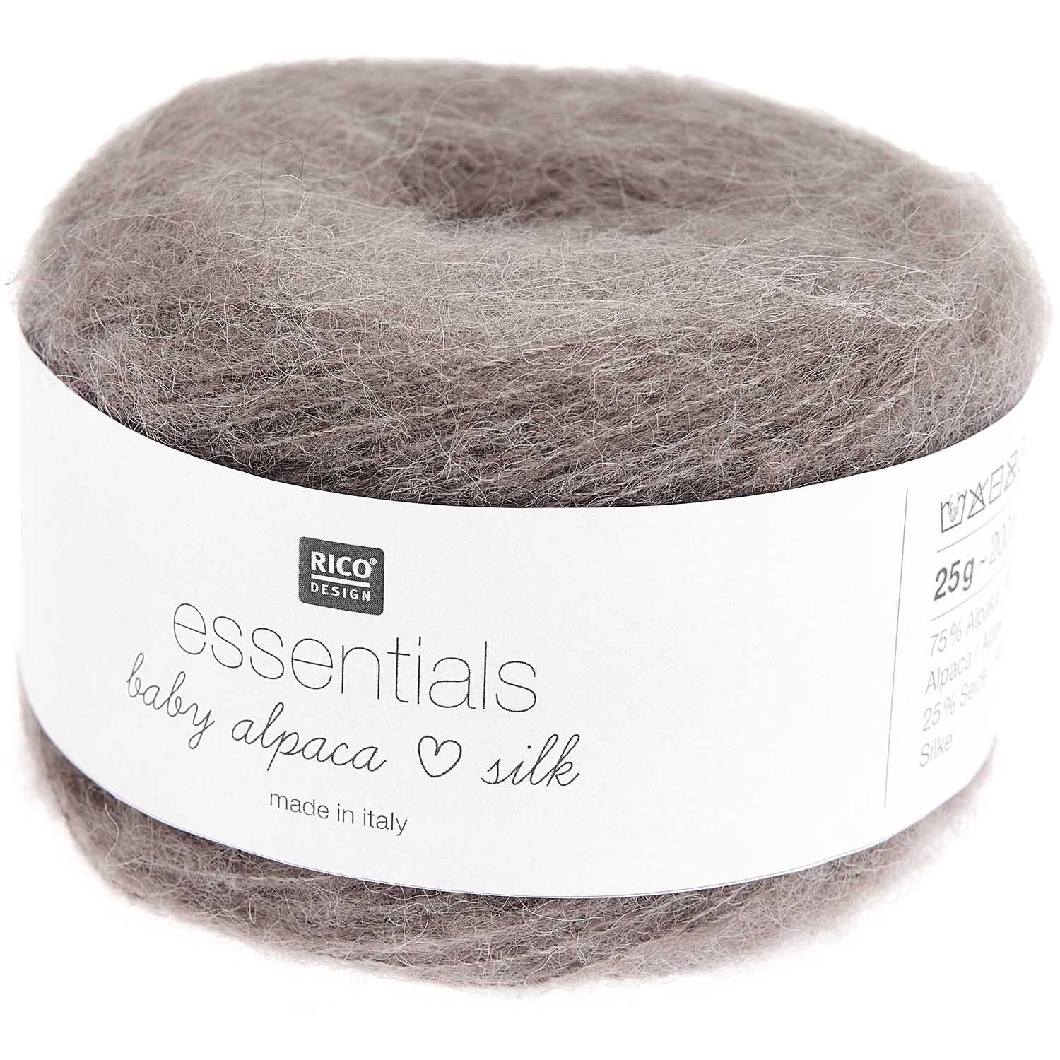 Rico Design Essentials Baby Alpaca Loves Silk Lacegarn aus Seide und Babyalpaka Häkelwolle, 200,00 m (25g Alpaka Wolle Handstrickgarn, Alpakawolle mit Seide zum stricken und häkeln), Strickgarn, Strickwolle, Lacewolle