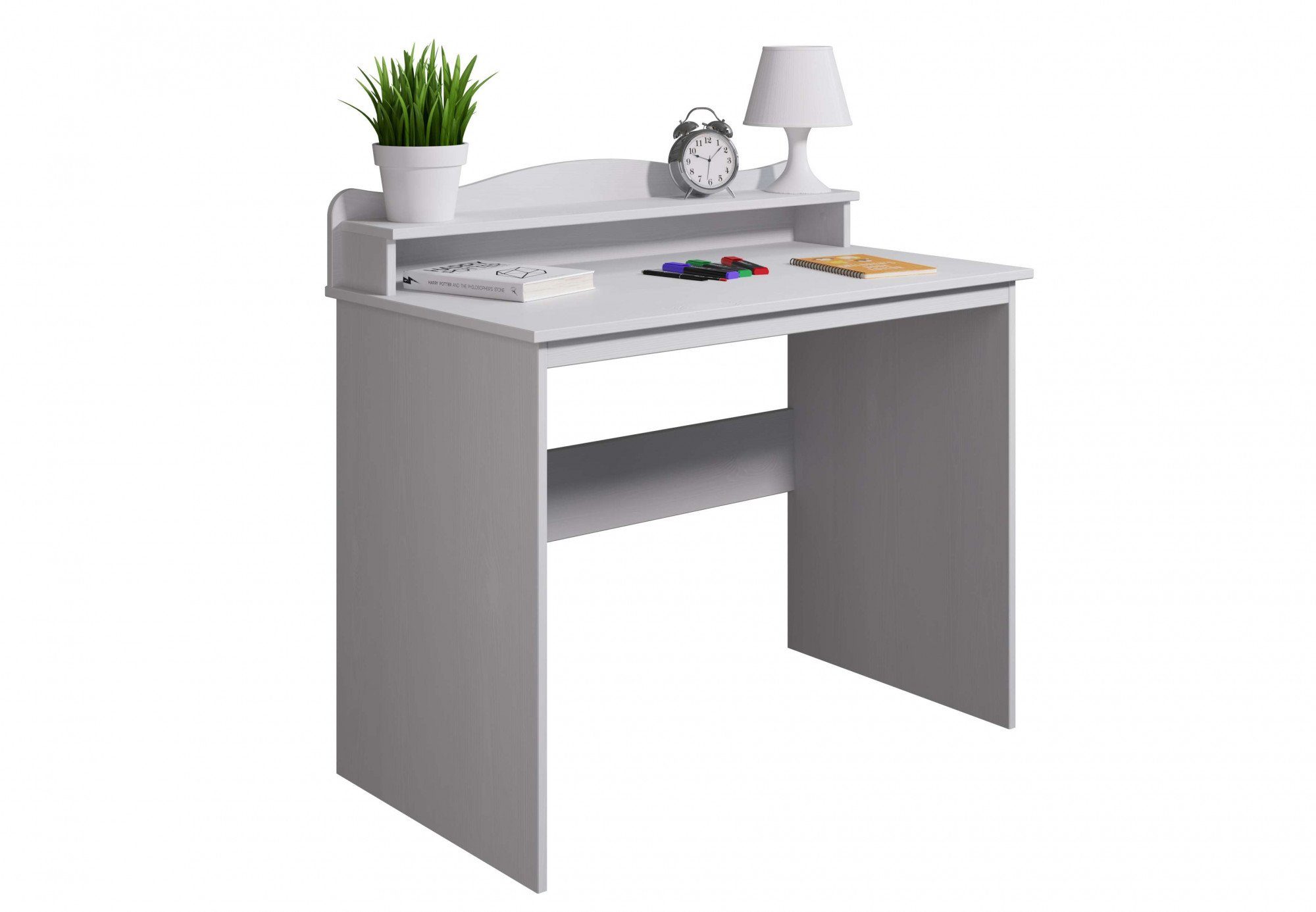 Home affaire Schreibtisch Lesve, aus massiver Kiefer, mit Schreibtischaufsatz weiß | weiß | weiß