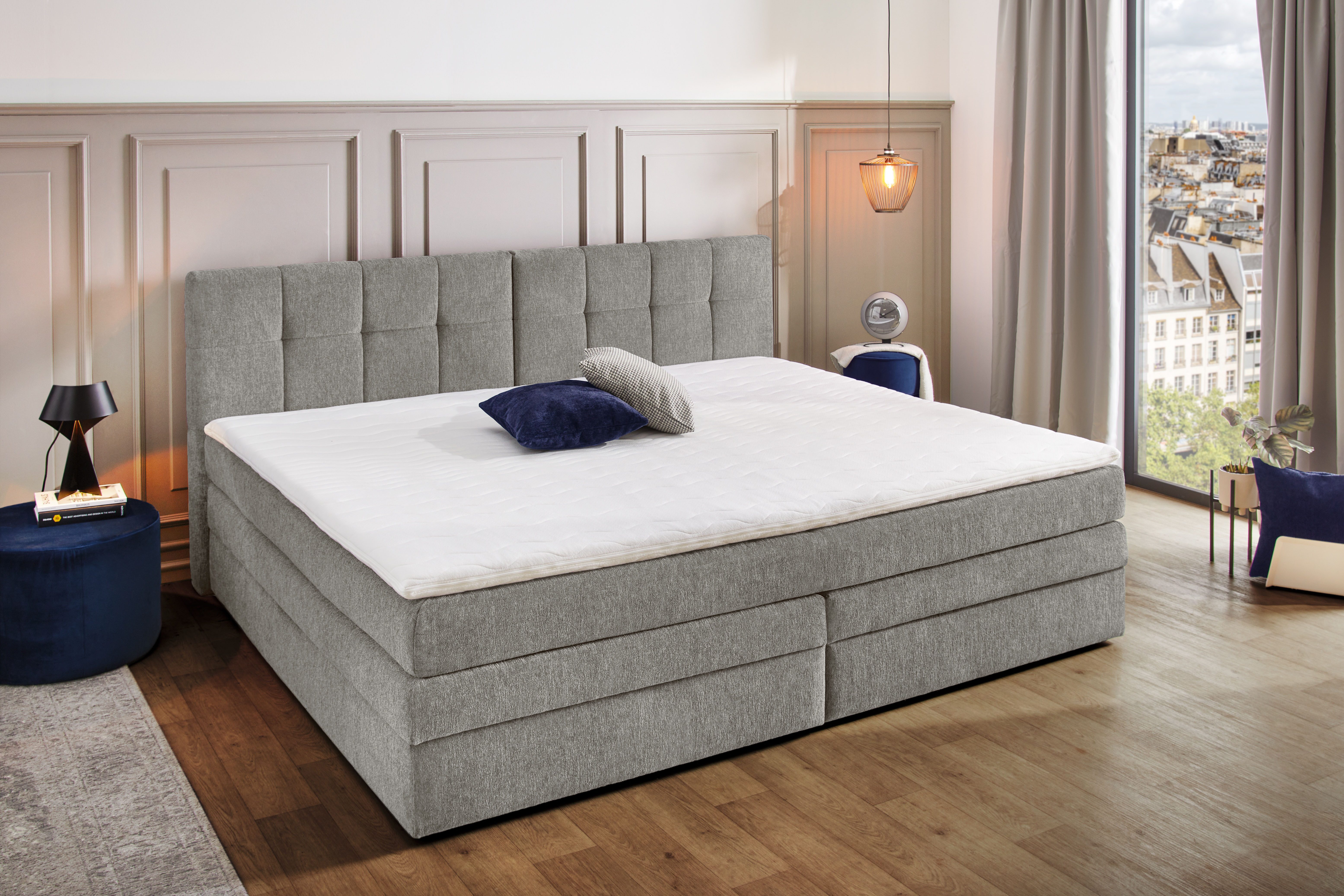 Jockenhöfer Gruppe Boxspringbett Casa Grande in der Breite 240cm, Familienbett mit Bettkasten (1.000 L), 7-Zonen-TTFK-Matratze, KS-Topper, verschiedene Härtegrade wählbar