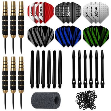 XQMAX Dartpfeil Steeldarts Set 49tlg - 6 Pfeile, mehrfarbig Metallspitze