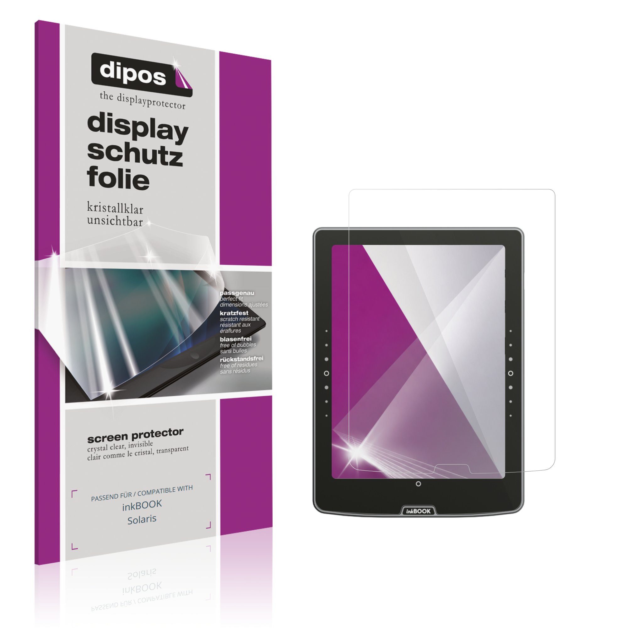 dipos Displayschutzfolie Schutzfolie für inkBOOK Solaris, 2 Stück, Displayschutz Schutz Folie Made in Germany