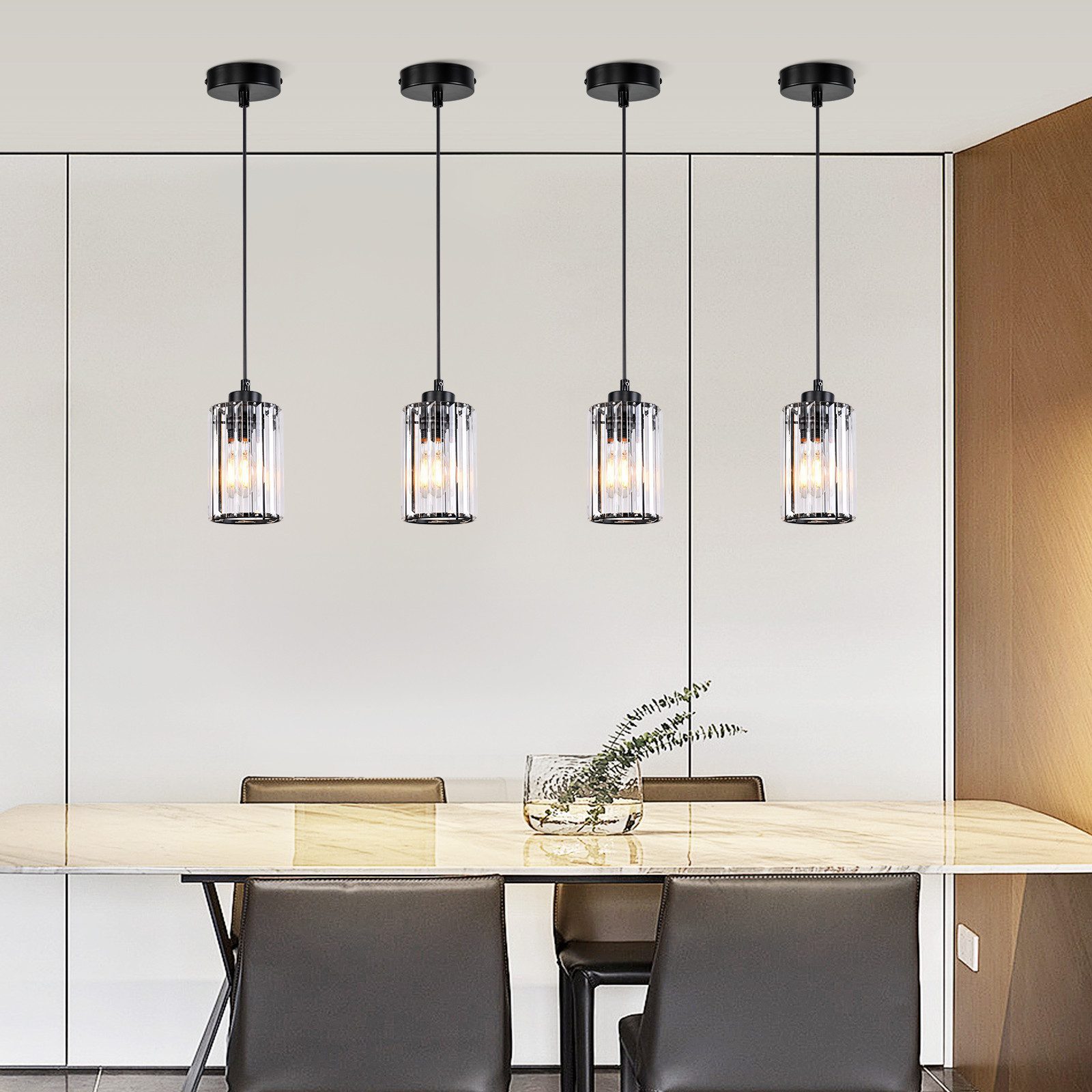 Nettlife Pendelleuchte Kristallglas 1flammig höhenverstellbare Esstischlampe im modernen E27, ohne Leuchtmittel, geeignet für Esstisch Wohnzimmer und Küche