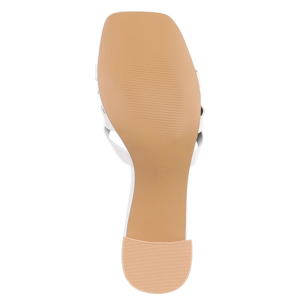 Ital-Design Damen Pantolette mit Blockabsatz und breiten Riemen Pantolette (91971112) Blockabsatz Sandalen & Sandaletten in Weiß