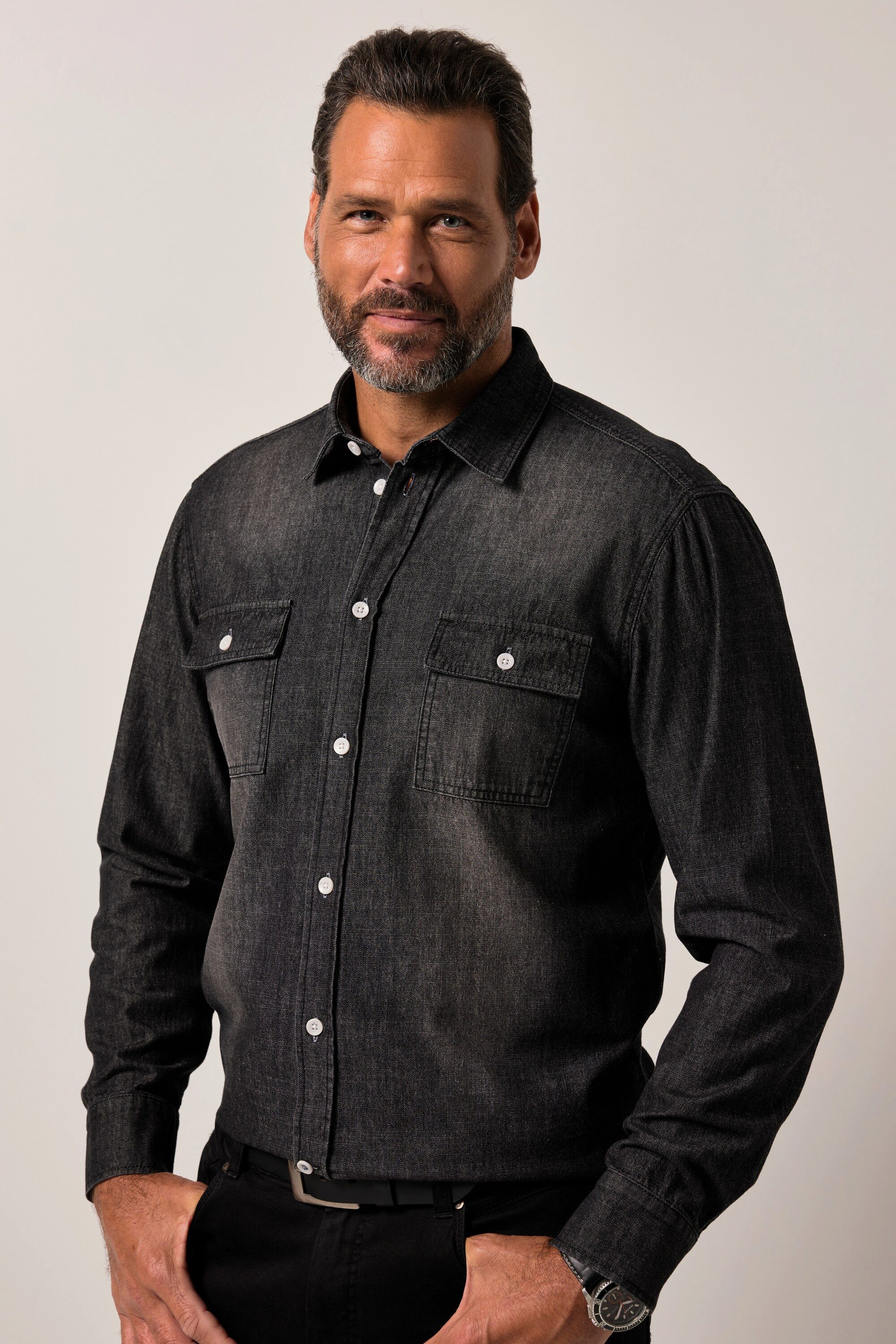 JP1880 Businesshemd JP1880 Jeanshemd Langarm Kentkragen Vintage Look günstig online kaufen