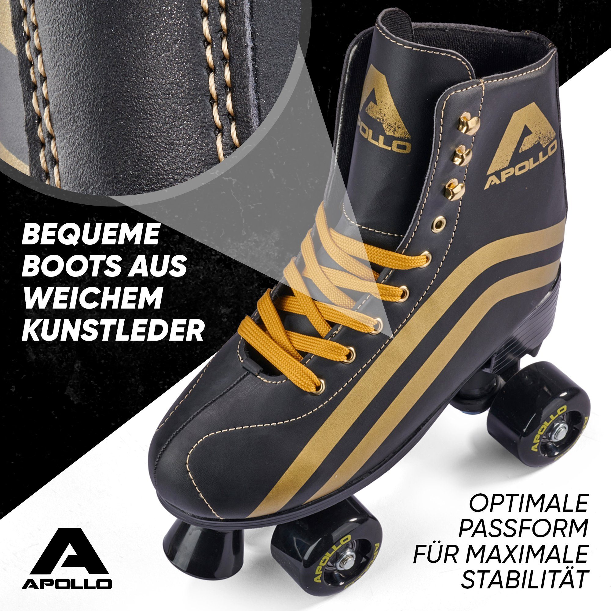 Apollo Rollschuhe Retro Discoroller, verstellbare Disco Roller Skates, größenverstellbar Rollerskates, Retro Design