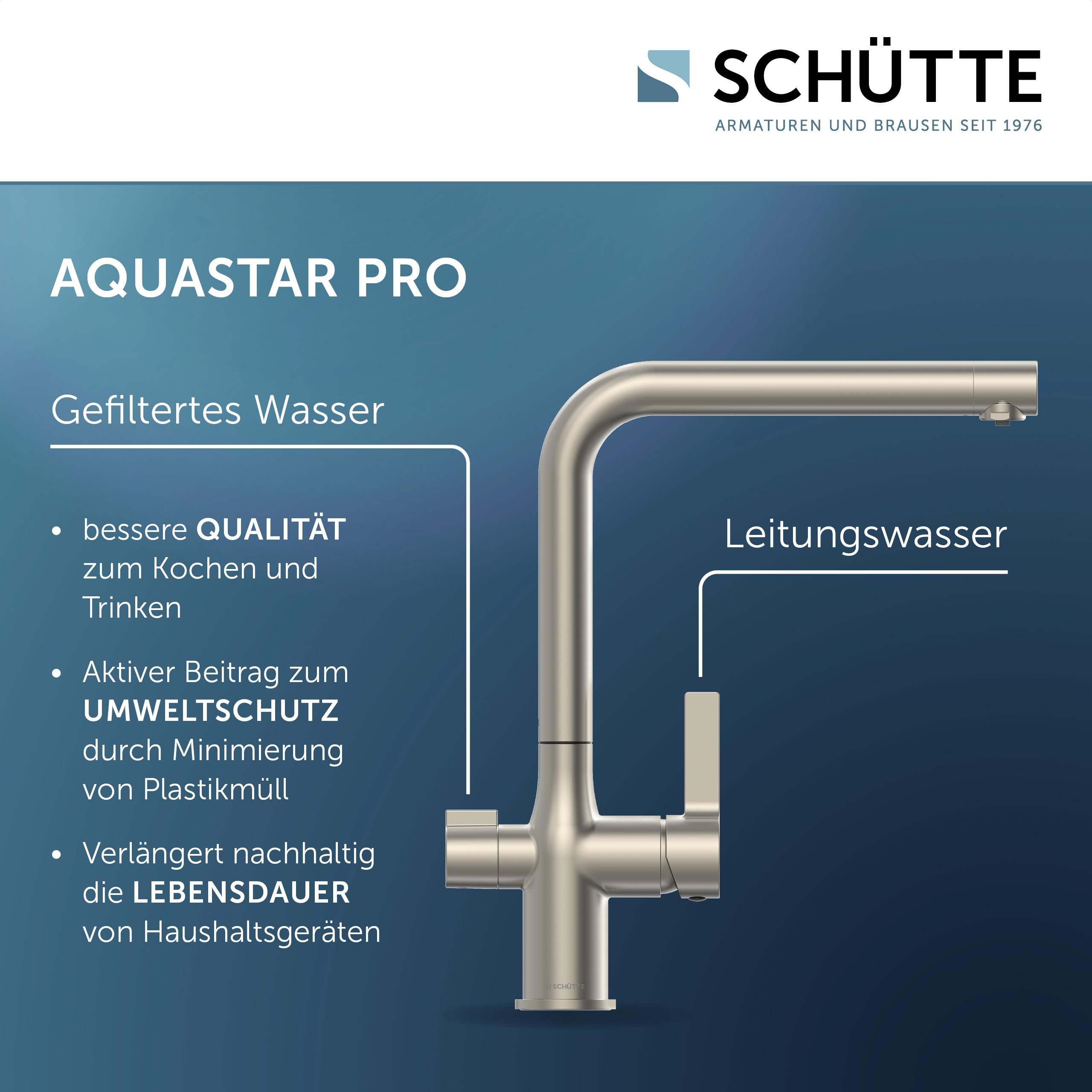 Schütte Spültischarmatur AQUASTAR PRO mit Filtersystem für Trinkwasser, praktische Cold-Start-Funktion