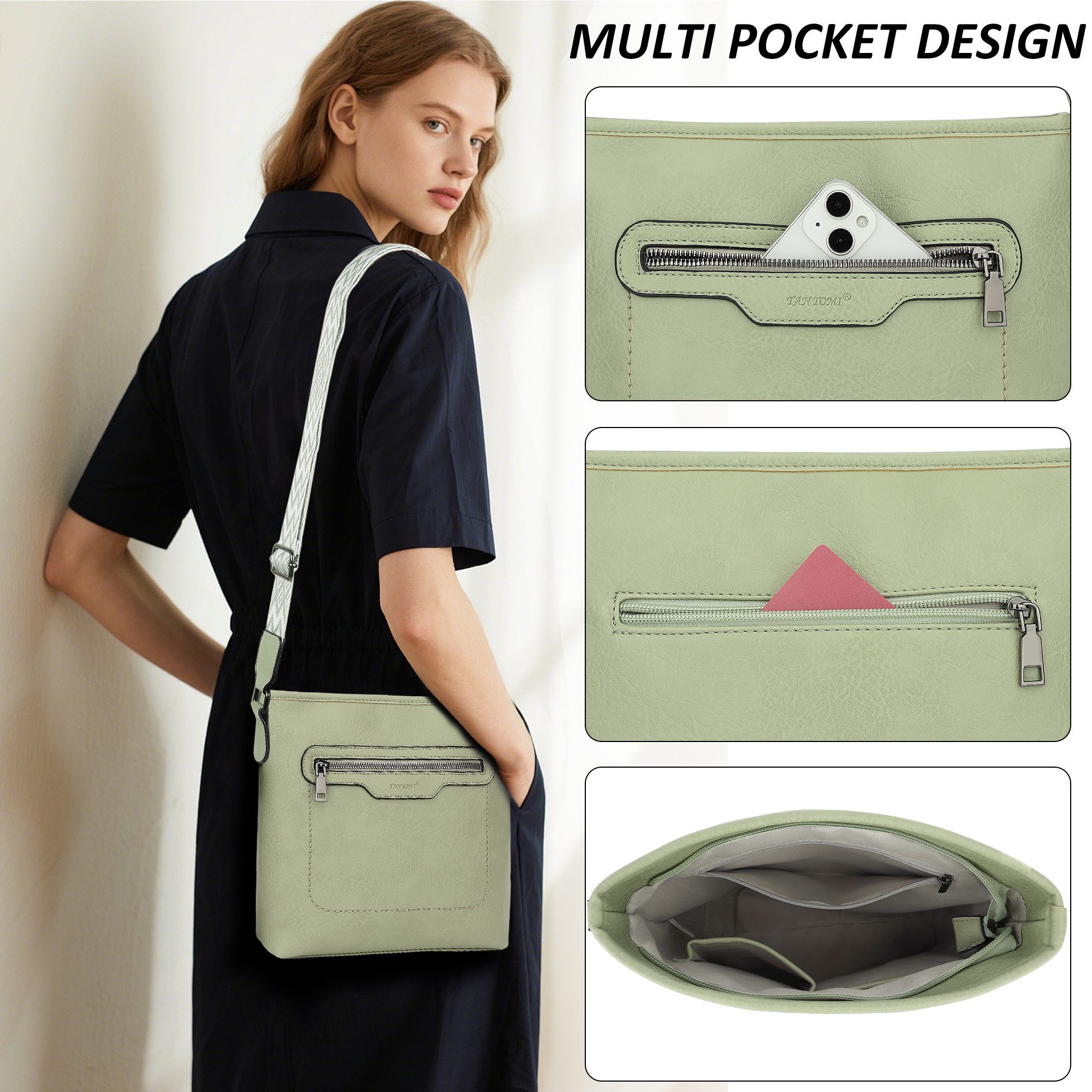 TAN.TOMI Schultertasche Henkeltasche für Damen Modische Umhängetasche Crossbody Bag, Multi-Taschen-Design, Gesäßtasche, verstellbare Schultergurte