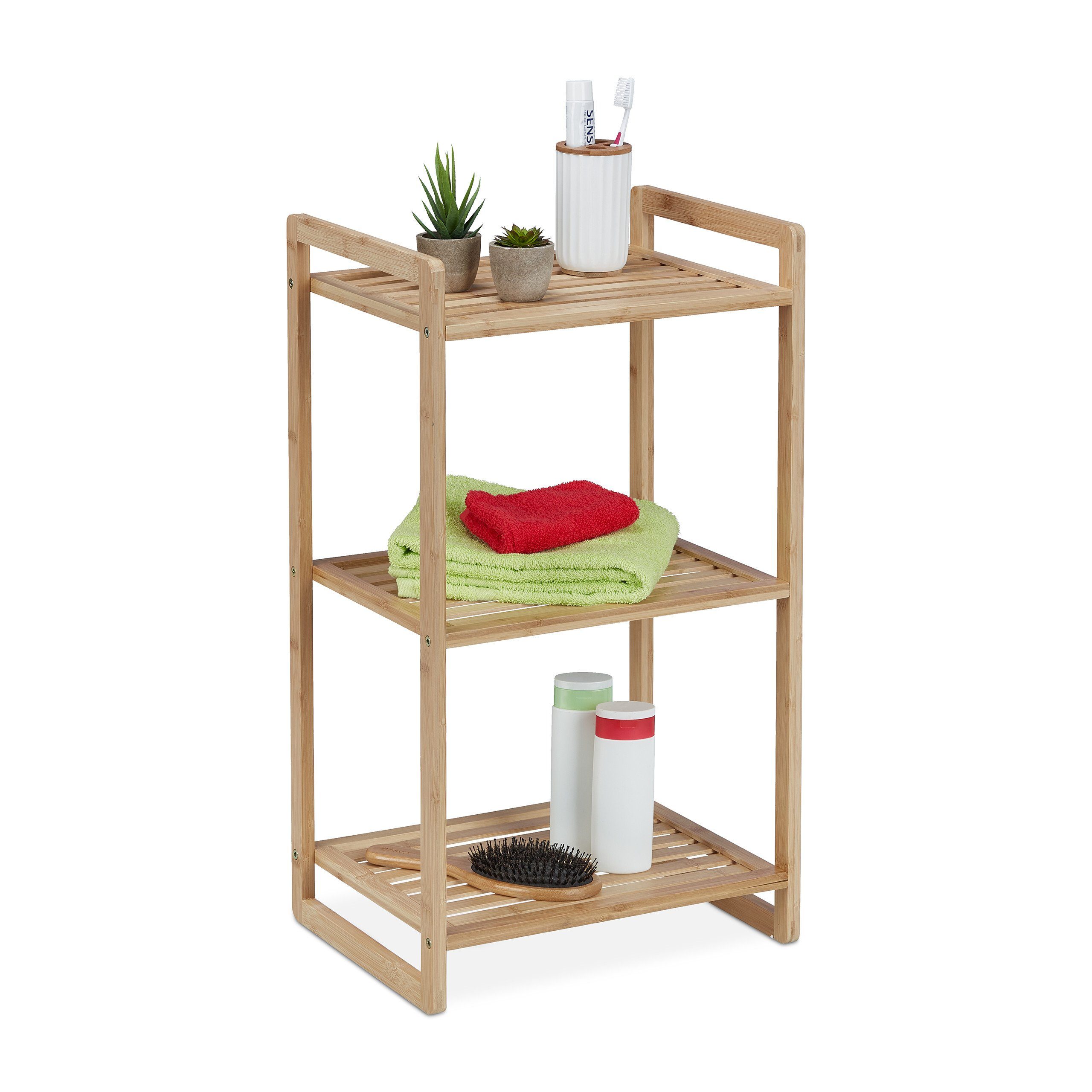 relaxdays Regal Bambusregal mit 3 Ablagen, 1-tlg.