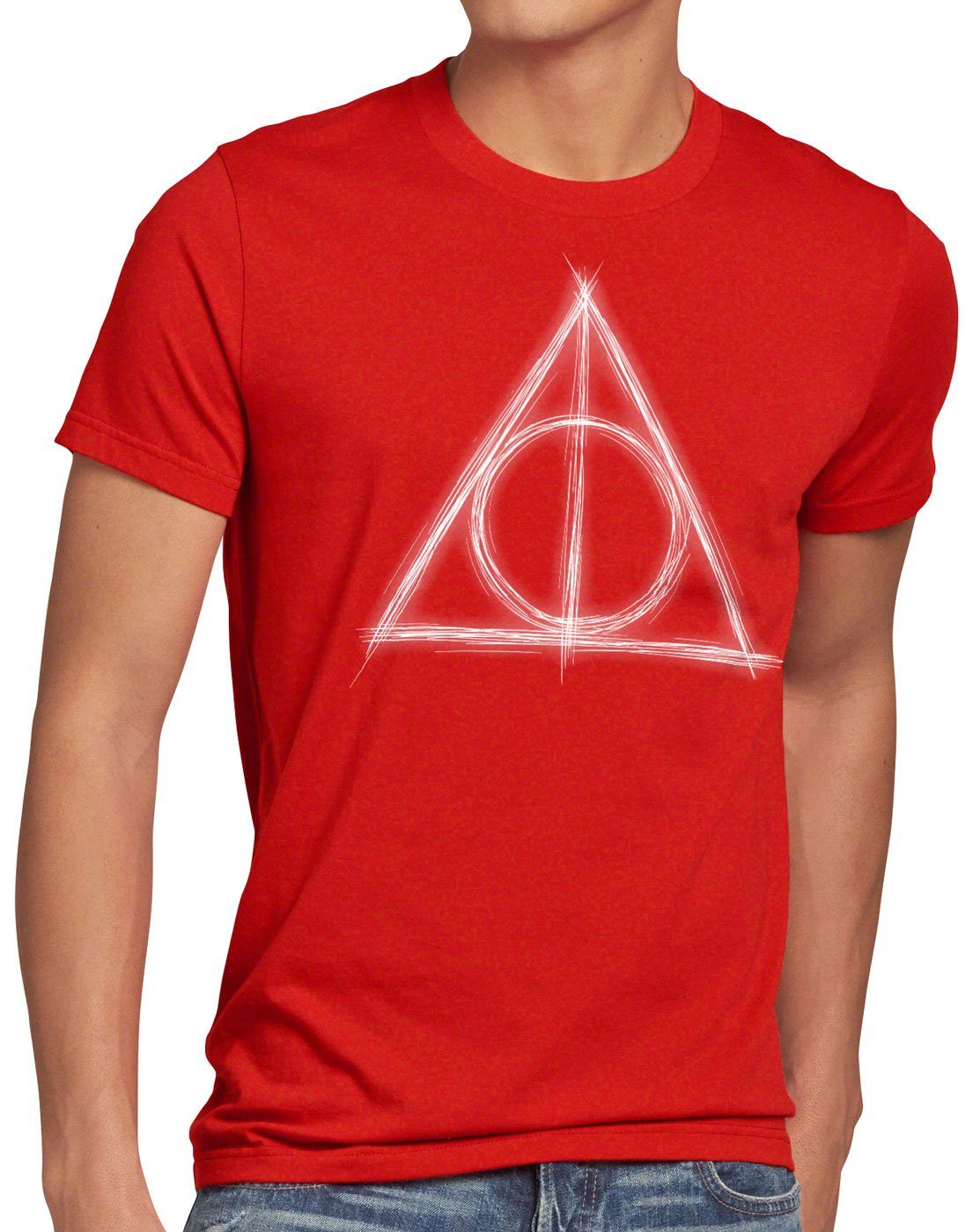 Heiligtümer Deathly Besen Herren T-Shirt style3 Hollows rot Magie Print-Shirt