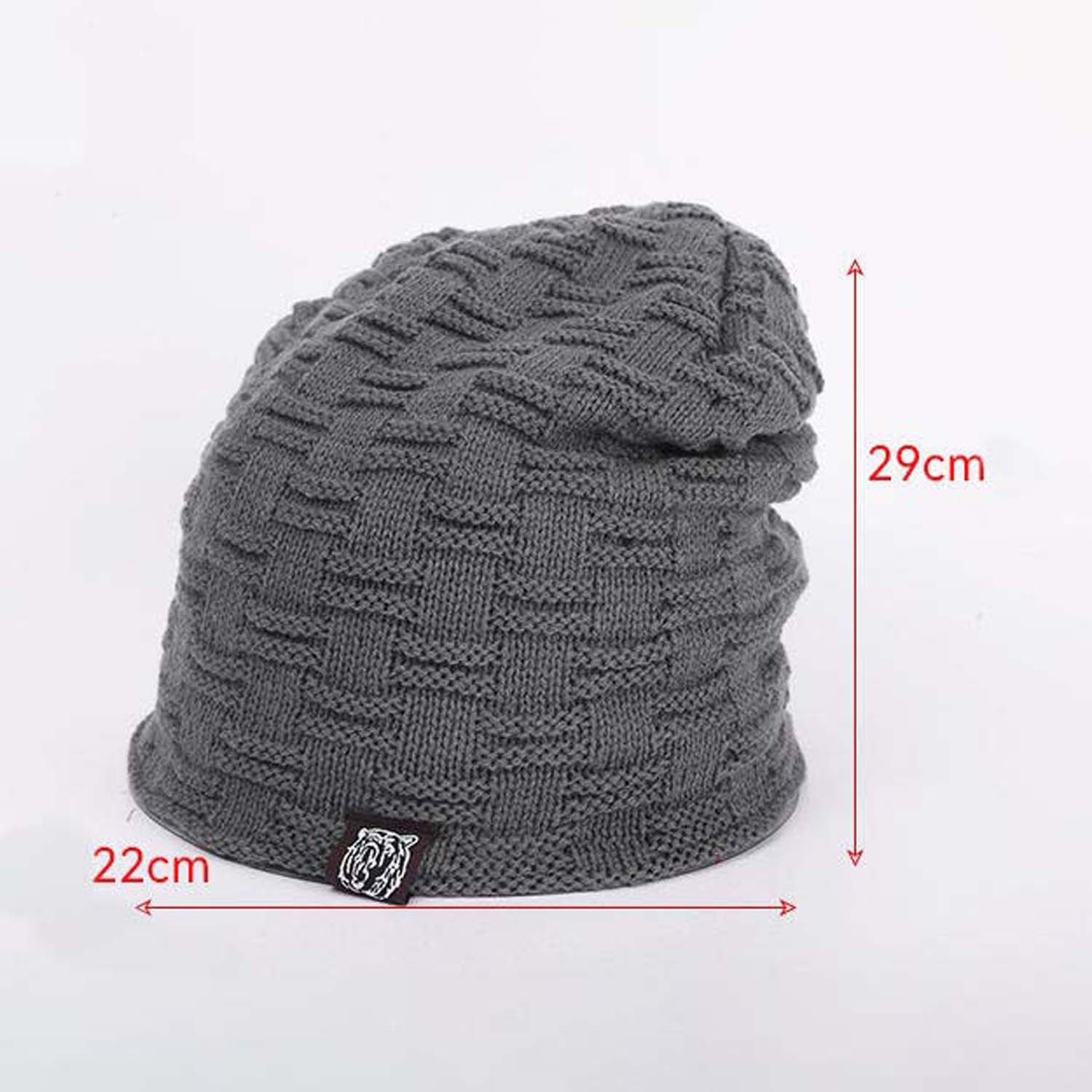 trends for living Beanie Winterwarme Strickmütze Baumwollmütze mit Fleece gefütterte verdickte