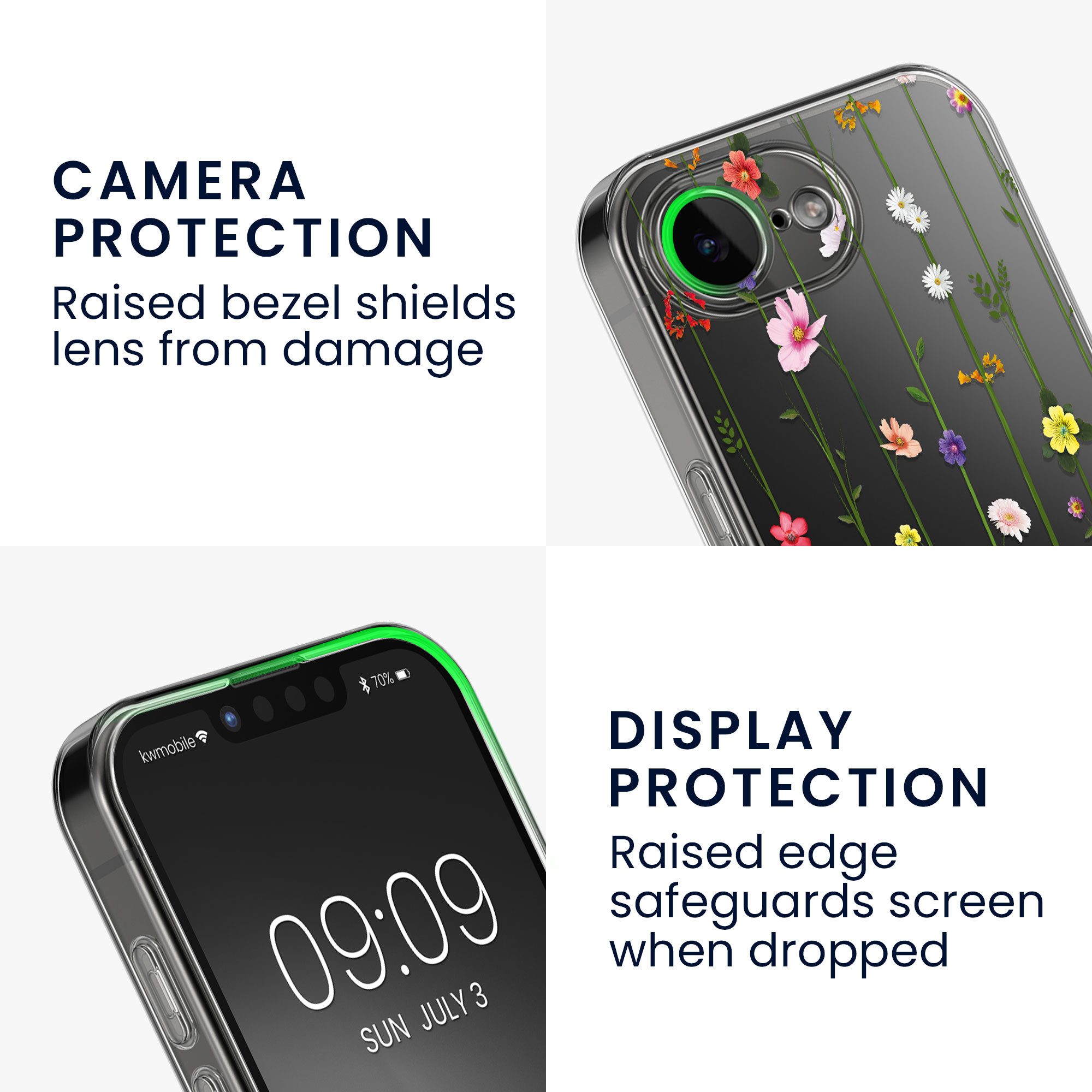 kwmobile Smartphone-Hülle Hülle für Apple iPhone 17e / iPhone 16e Handyhülle - Silikon, Case mit Schutzfolie Wildblumen Ranke Design