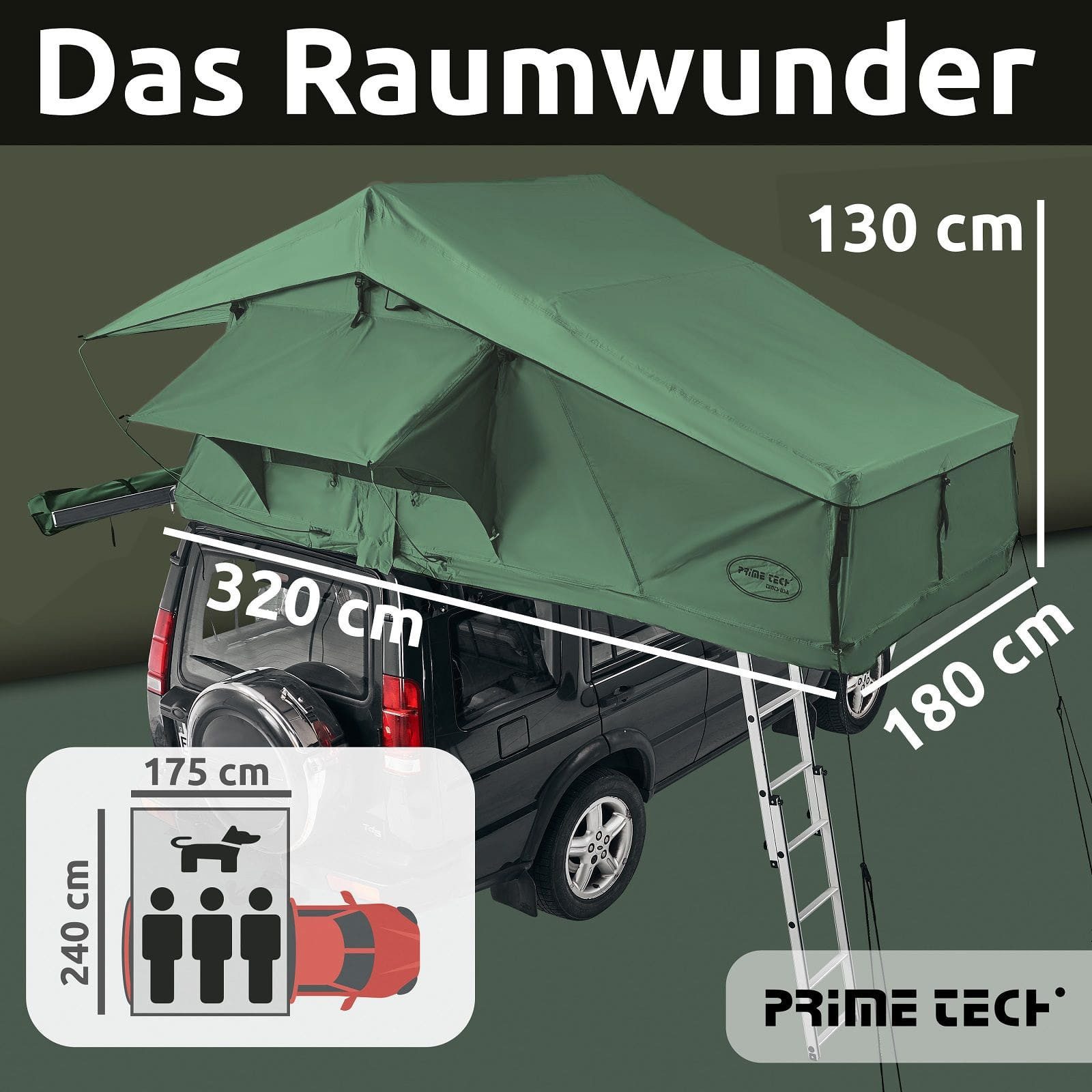 Prime Tech Dachzelt Extended XL, Personen: 3