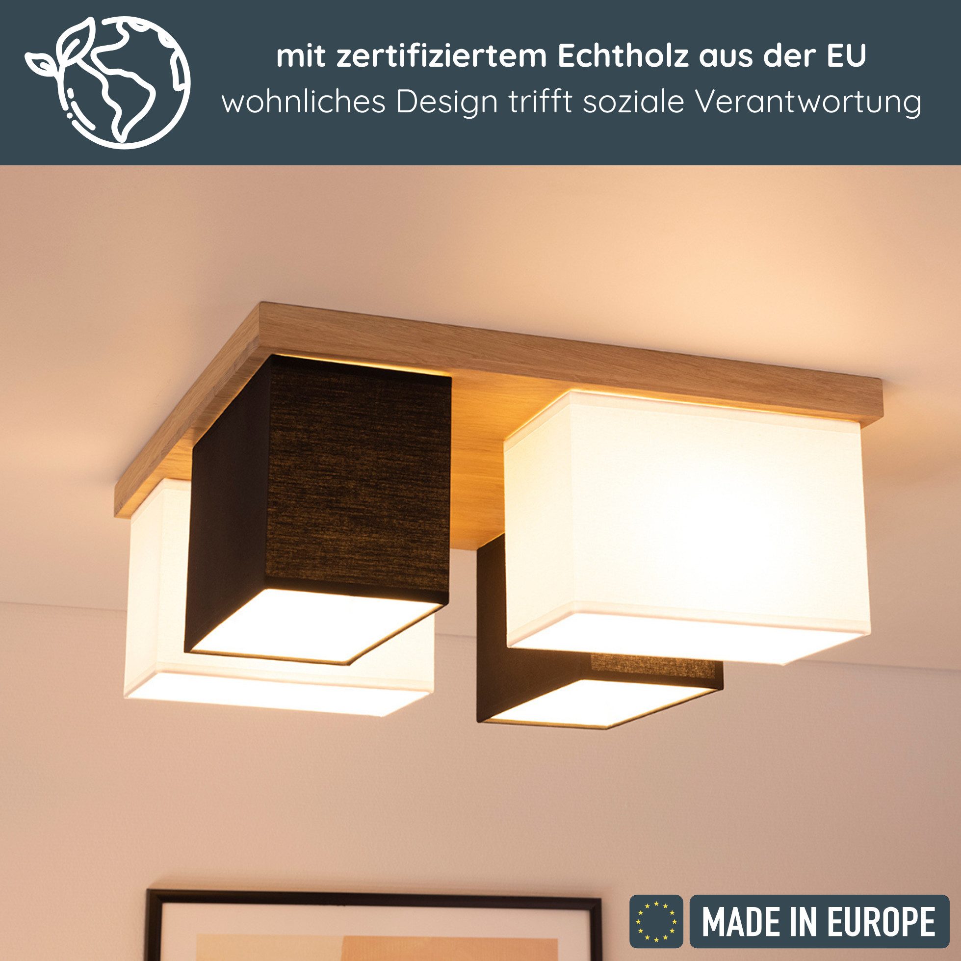 MeLiTec LED Deckenleuchte Paloma D129 Holz, Holz Deckenleuchte Paloma D129 günstig online kaufen