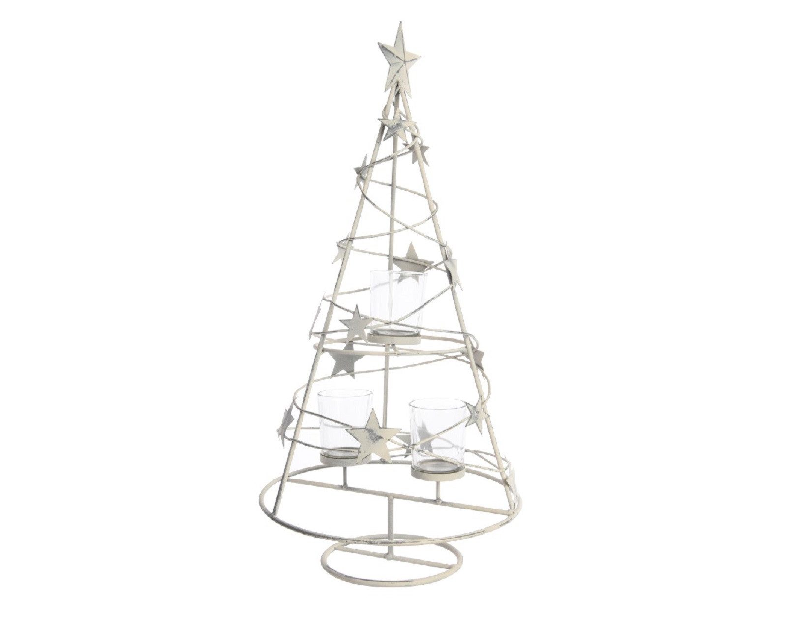 Kaemingk Teelichthalter Teelichthalter Weihnachtsbaum Eisen Glas grau gebleicht H.53 cm