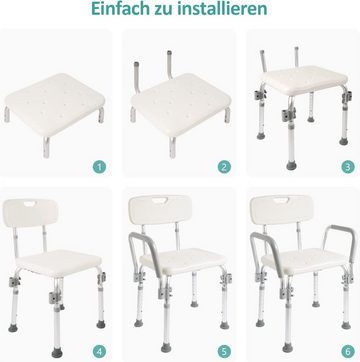 EMKE Duschhocker EMKE Duschstuhl Duschhocker für senioren,bis 135KG, Weiß