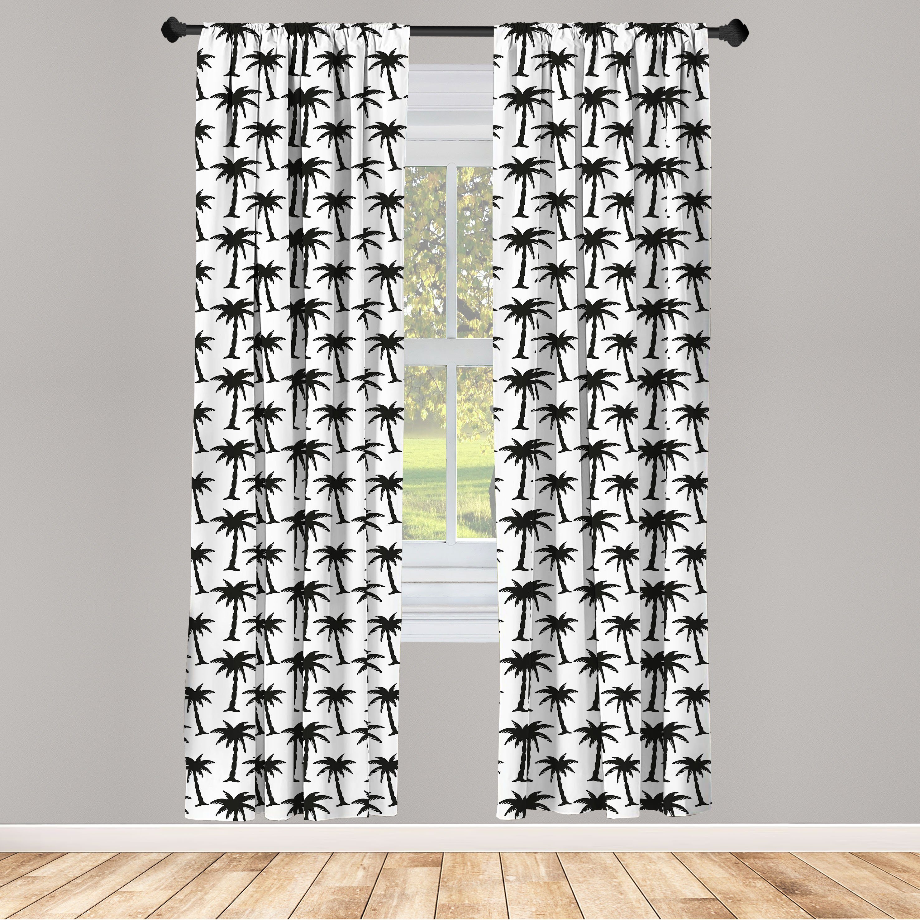 Vorhang Gardine Microfaser, für Jungle Schlafzimmer Abakuhaus, Wohnzimmer Dekor, drucken Kokosnussbäume Leaves