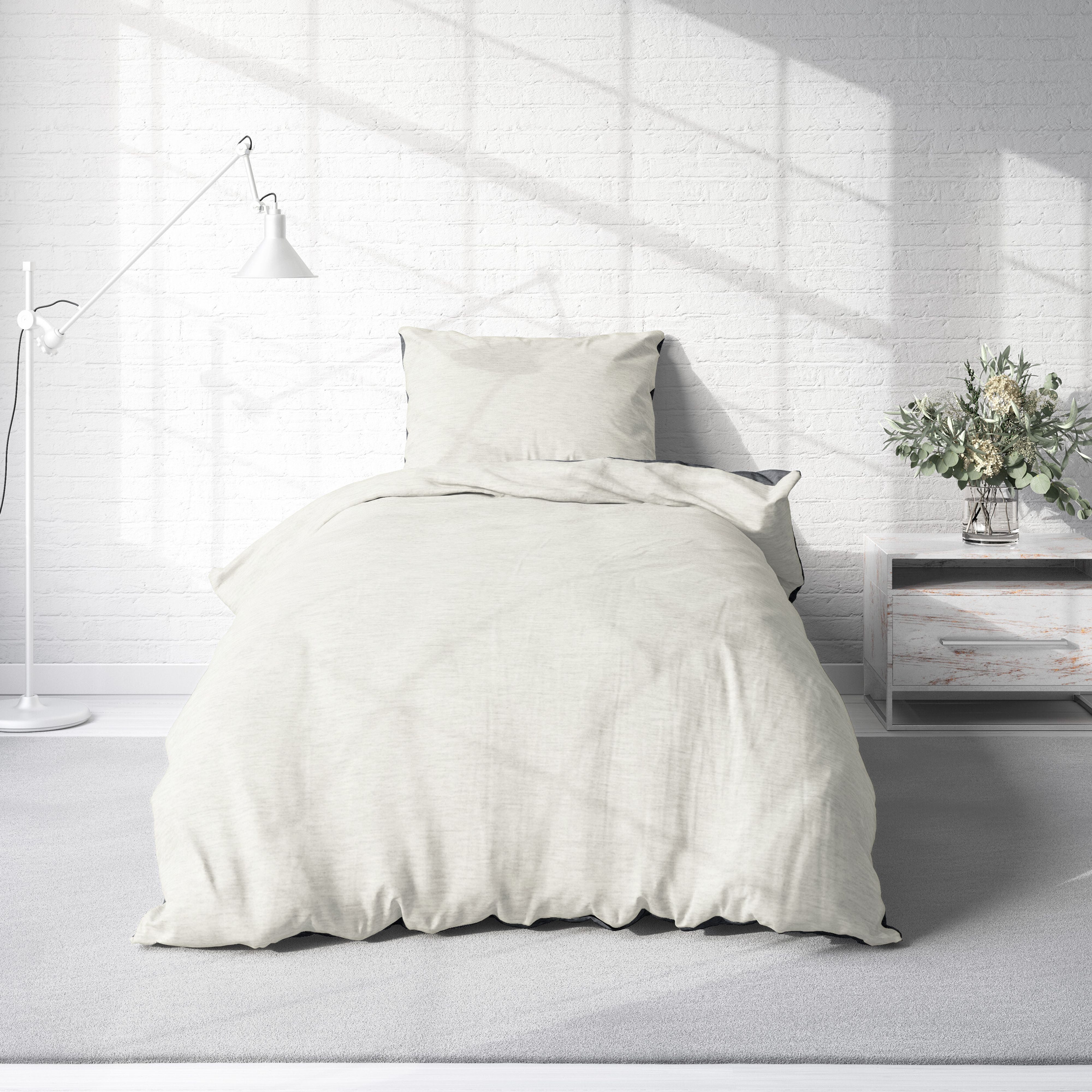 One Home Bettwäsche Melange, Flanell, 3 teilig, modern meliert, Baumwolle k günstig online kaufen