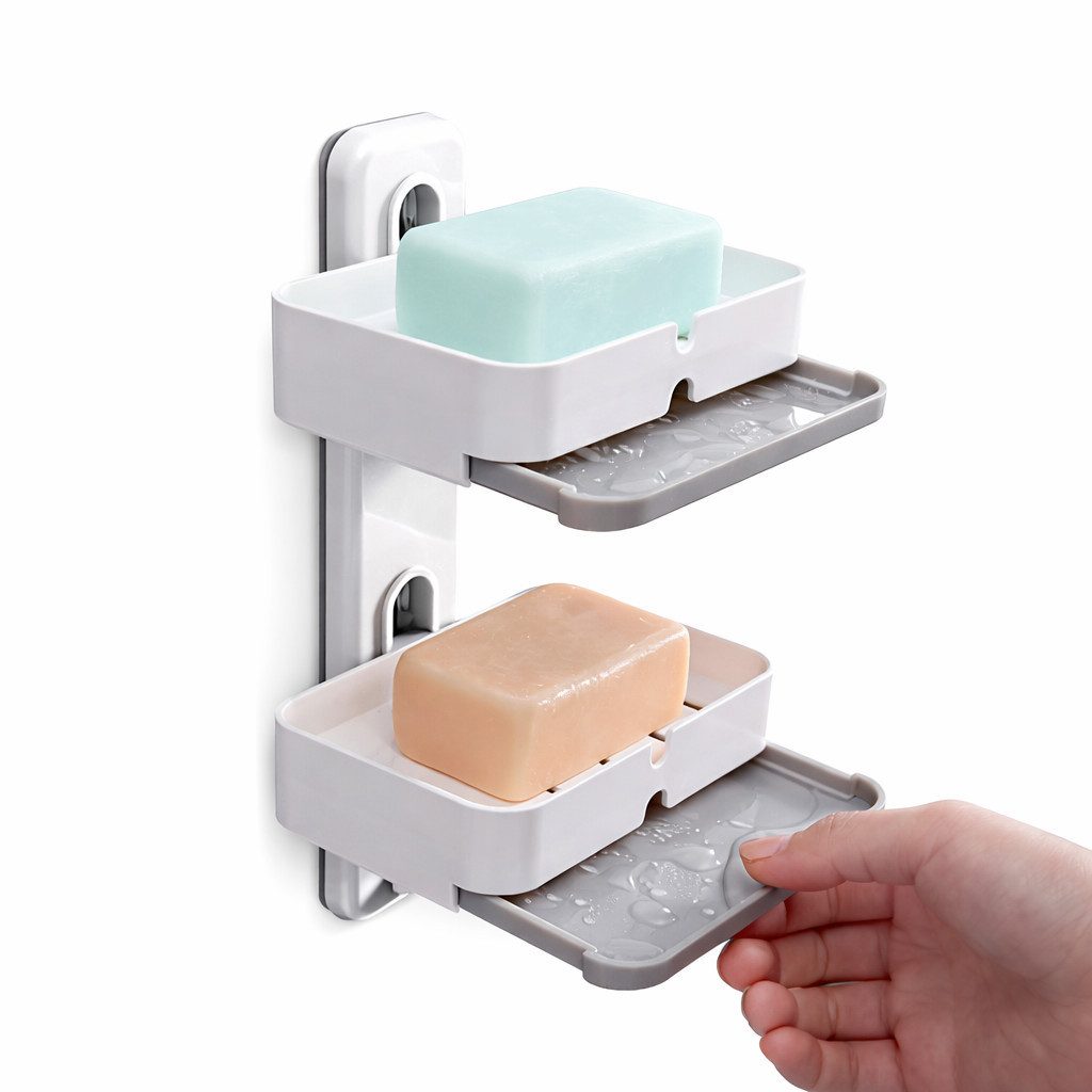 Creliv Seifenablage ohne Bohren, 2-stufig mit Abtropfschale, WC Deckelheber günstig online kaufen