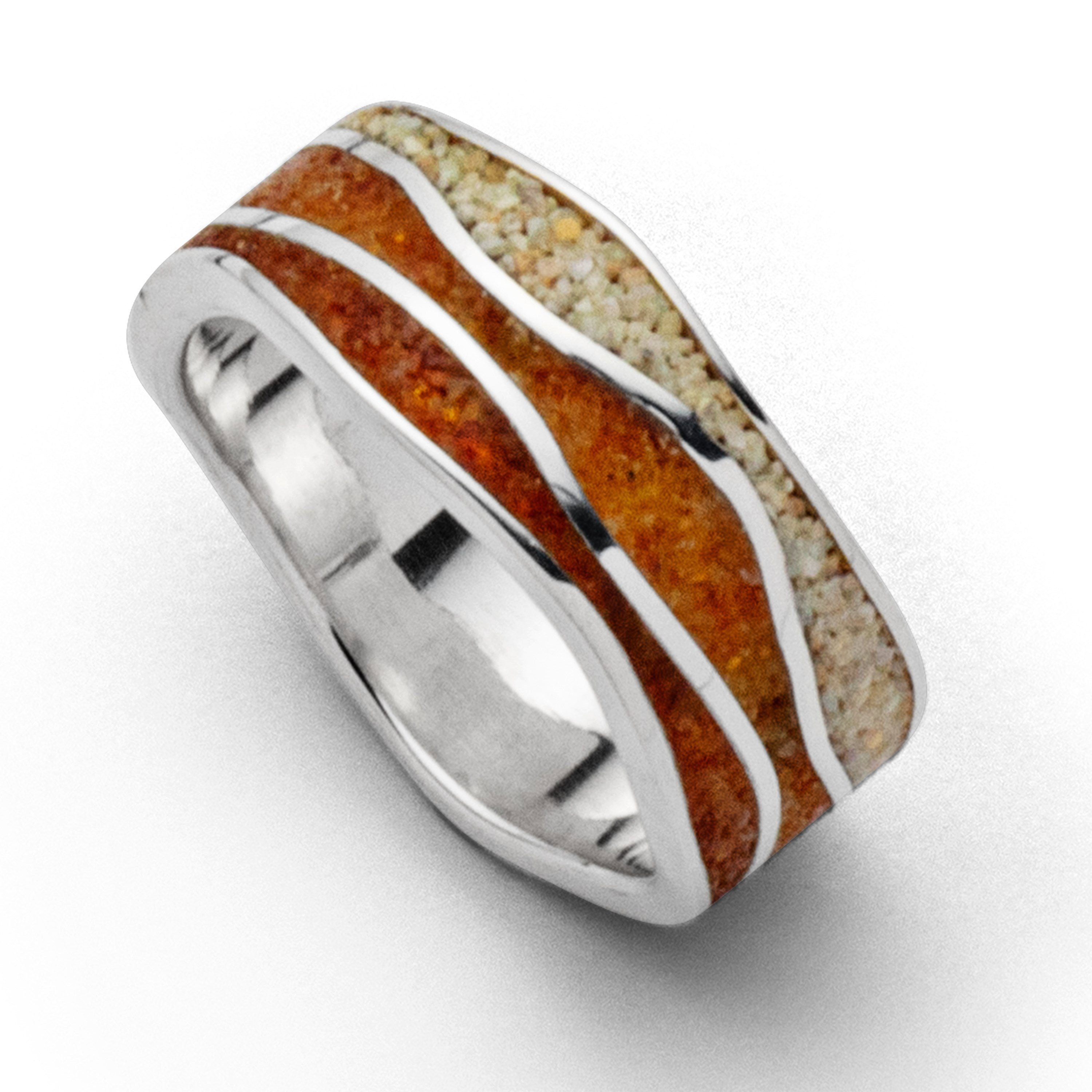 DUR Fingerring DUR Schmuck: Ring, "Strandwellen", mit Strandsand und Bernstein, R5407