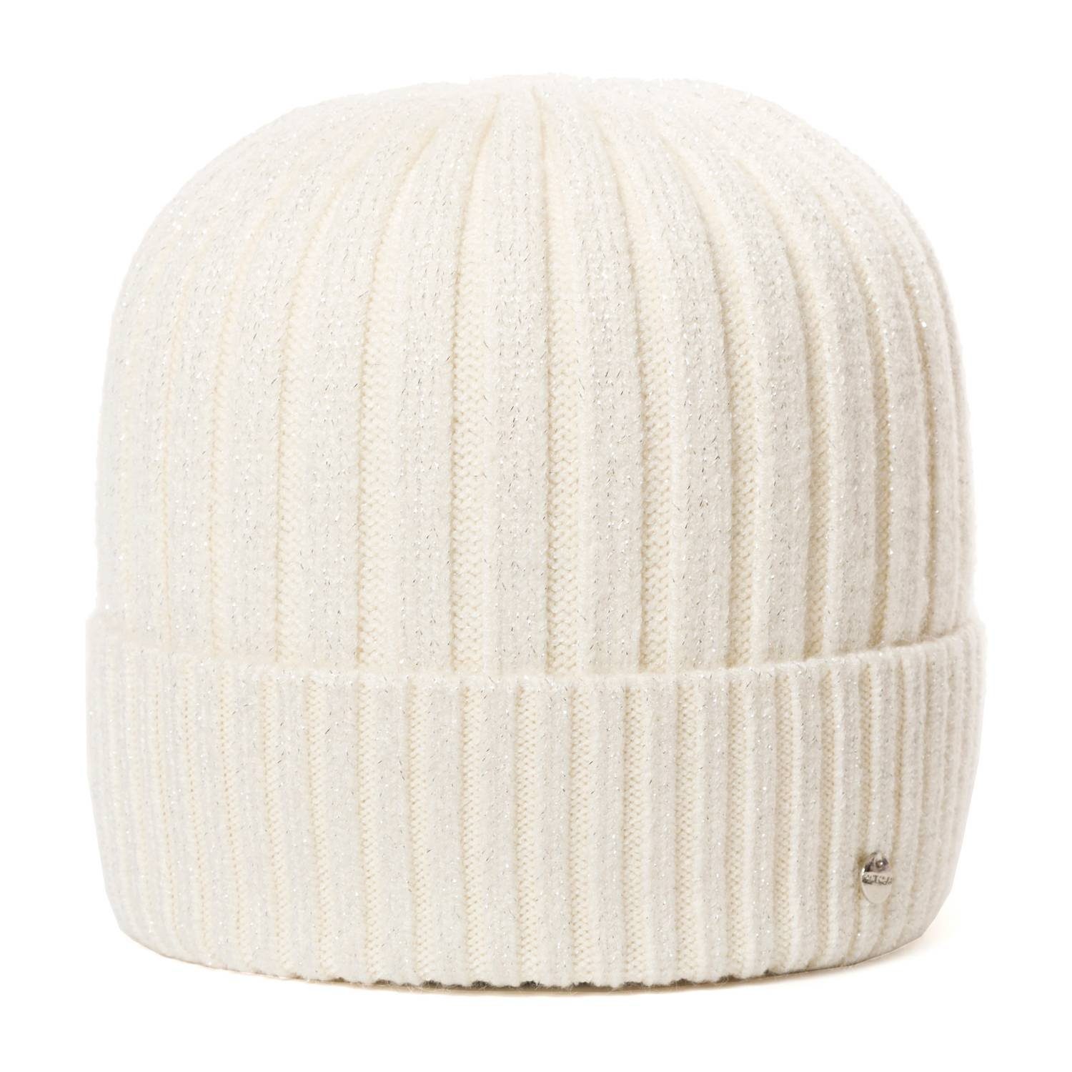 Hat You Strickmütze Moderne Unisex White mit Rippmuster Off Lurex-Stoff Beanie und