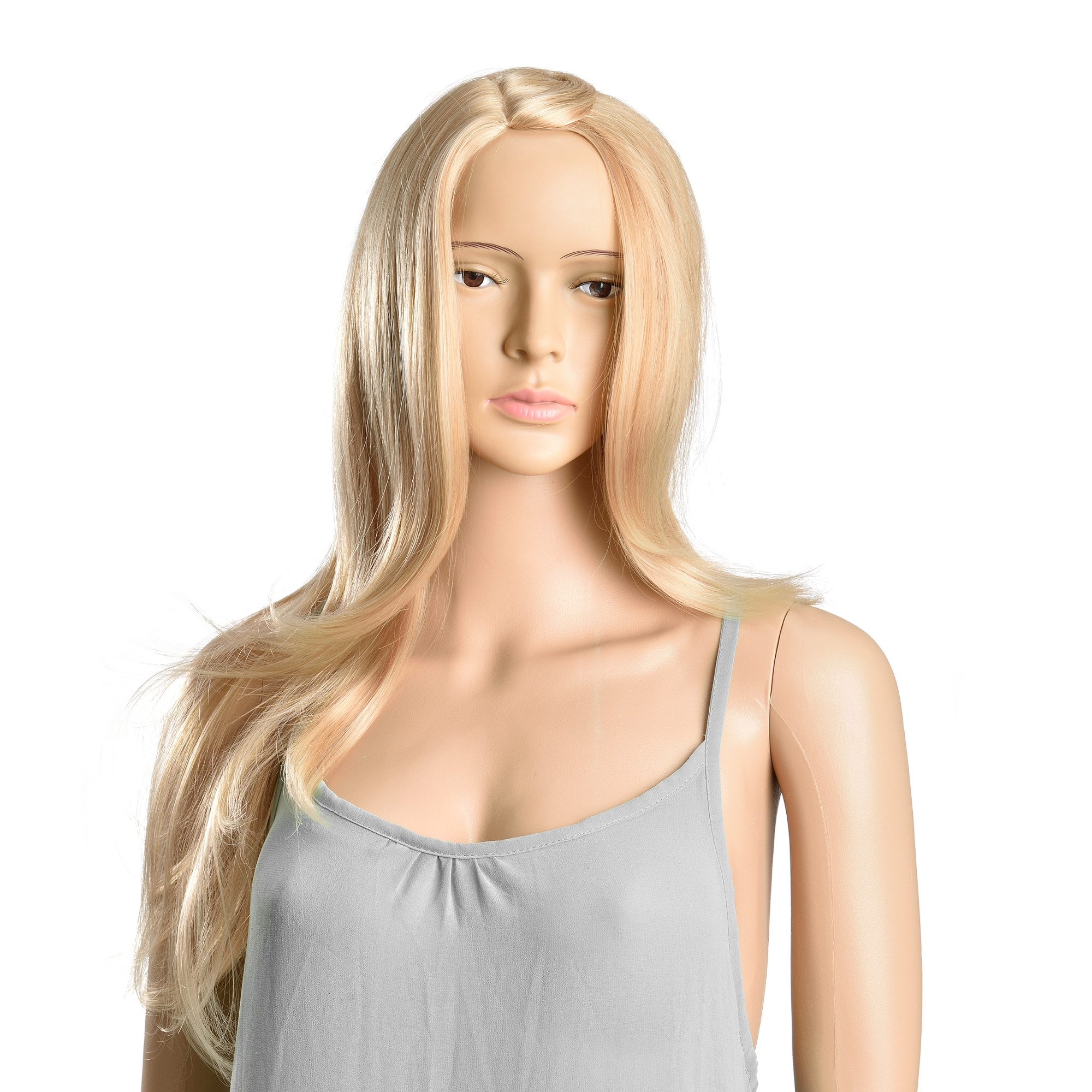 in.tec Kunsthaarperücke, Langhaarperücken Glatt 61cm Blond