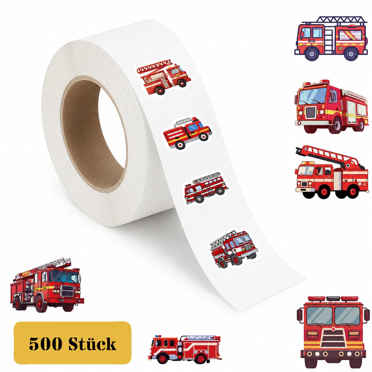 Ware aus aller Welt Sticker 500 Kinder-Sticker Feuerwehr Aufkleber Goodie Basteln Party, (500-tlg)