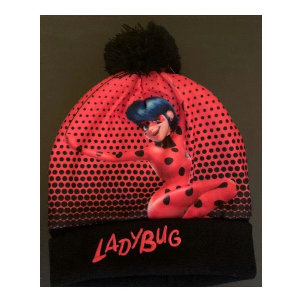 EplusM Schriftzug Strickmütze mit rot Miraculous Ladybug Strickmütze und Logo