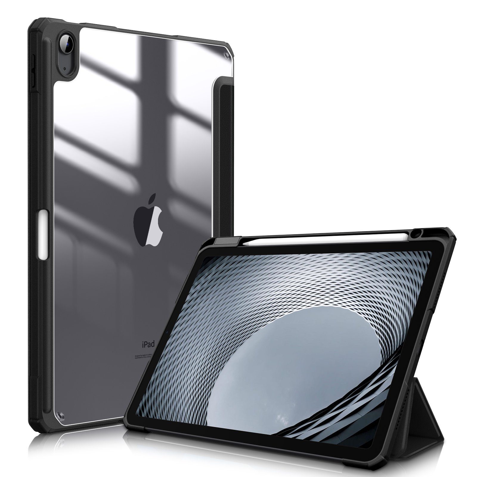Fintie Tablet-Hülle »Hybrid Hülle für iPad Air 5. Generation 2022 / iPad Air  4. Generation 2020 10.9 Zoll mit Stifthalter - Stoßfeste Schutzhülle mit  transparenter Hartschale auf der Rückseite«