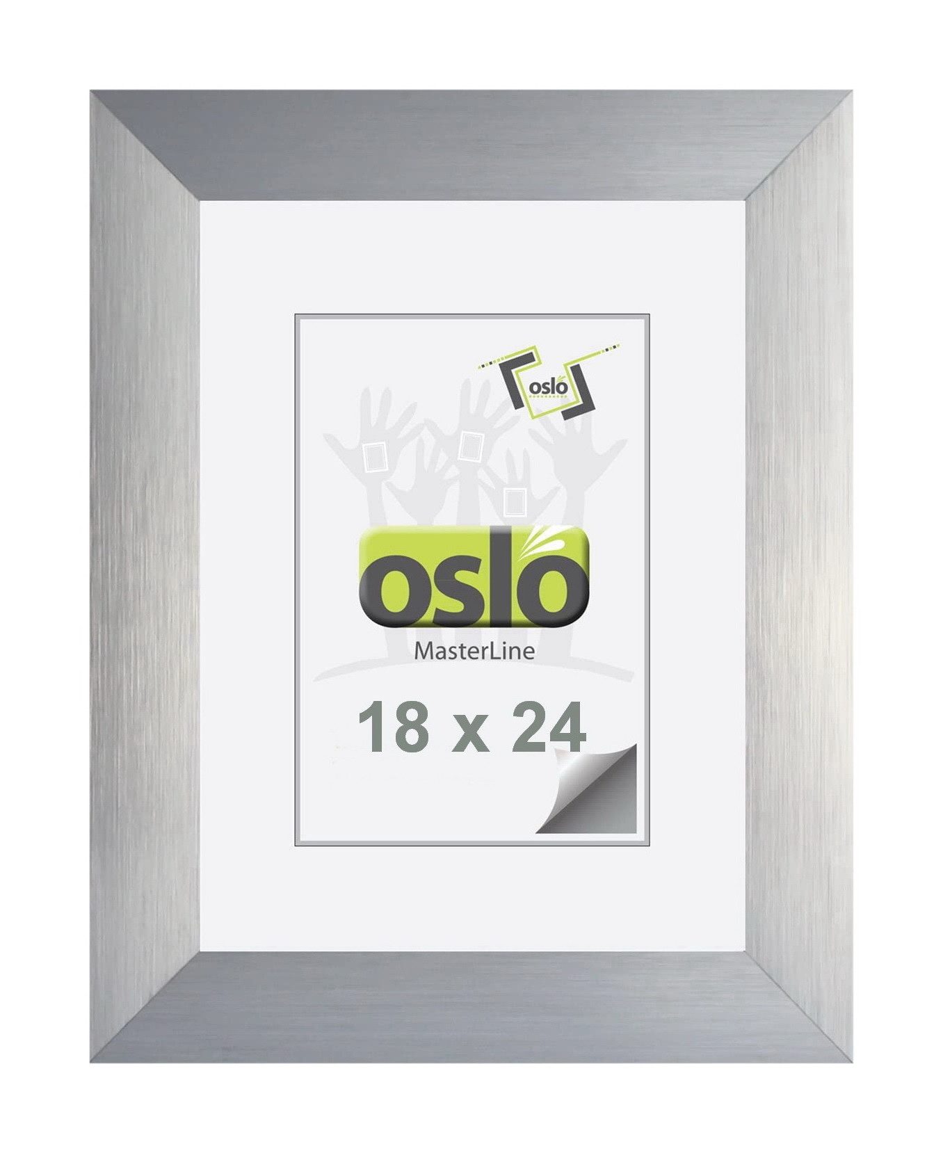 Oslo MasterLine Einzelrahmen Bilderrahmen Aluminium gebürstet 3 cm breit Echtglas Drehspannfedern, Rahmenfarbe silber matt Format 18x24 cm mit stabilem Aufsteller