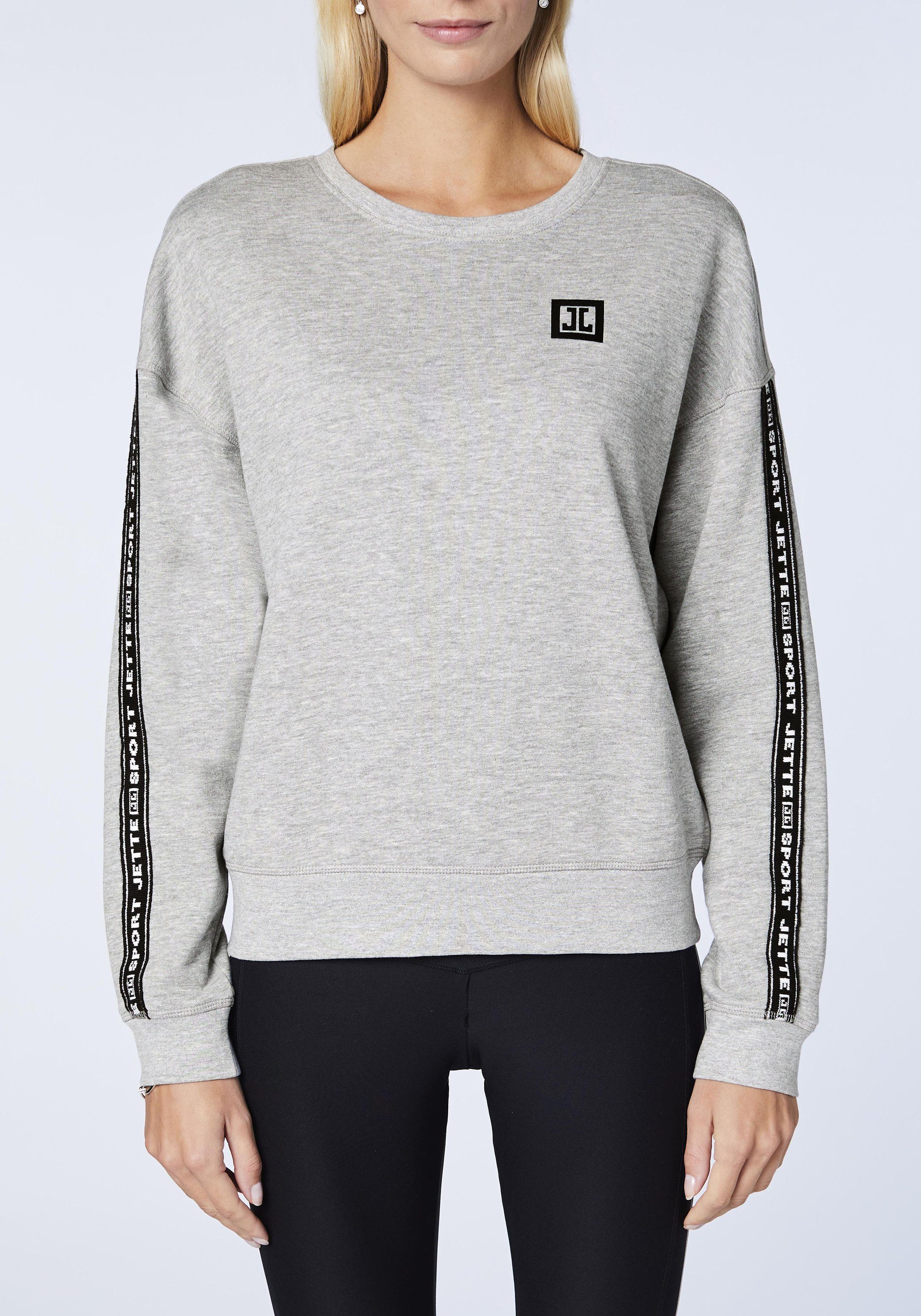 Neutral im Melange JETTE Sweatshirt 17-4402M Gray SPORT Label-Design