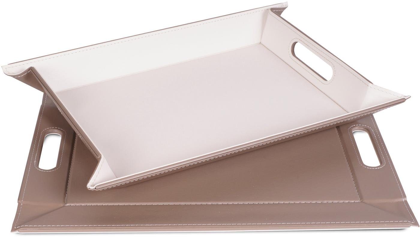 freeform Tablett DUO, 2-farbiges Wendetablett, Tablett und Tisch-Set in einem, wendbar, Kunstleder, (1-tlg), mit Doppelfunktion, pflegeleicht und kann platzsparend verstaut werden