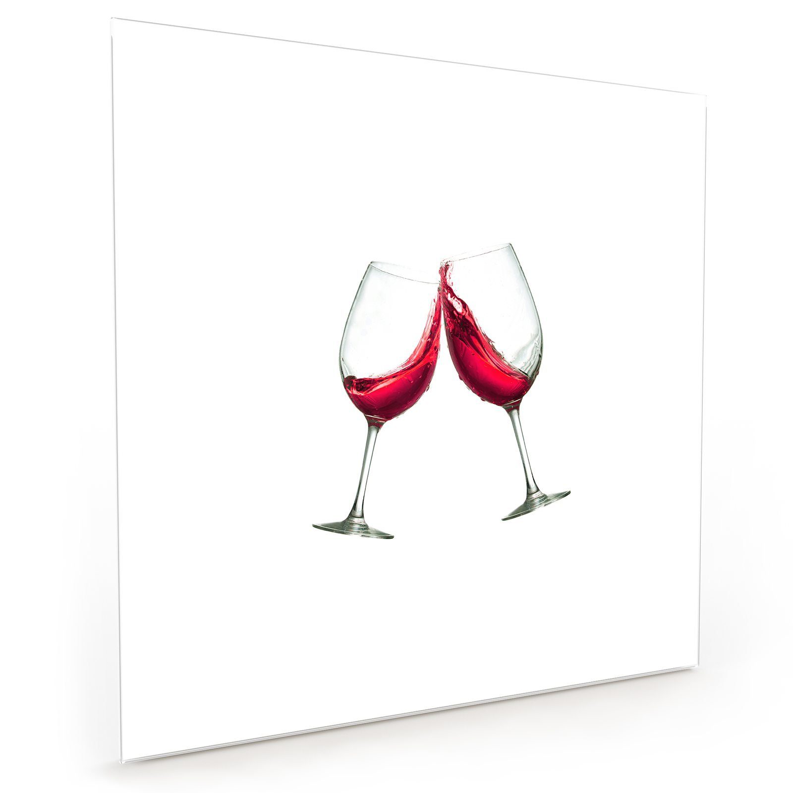 Primedeco Küchenrückwand Küchenrückwand Spritzschutz Glas mit Motiv Toasten mit rotem Wein