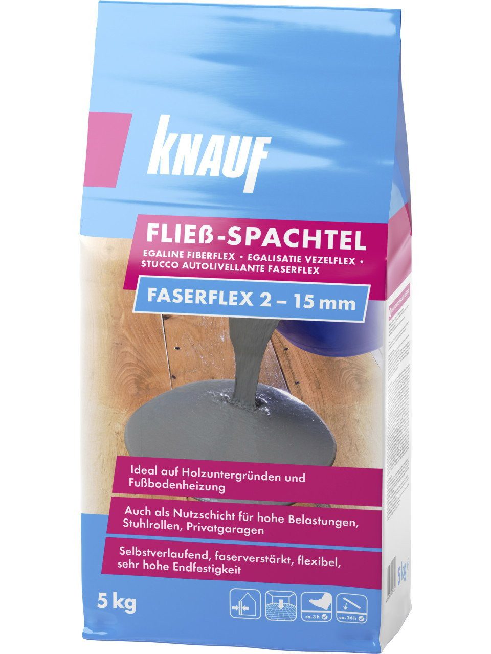 KNAUF Ausgleichsmasse Knauf Fließspachtel Faserflex grau, 5 kg, für