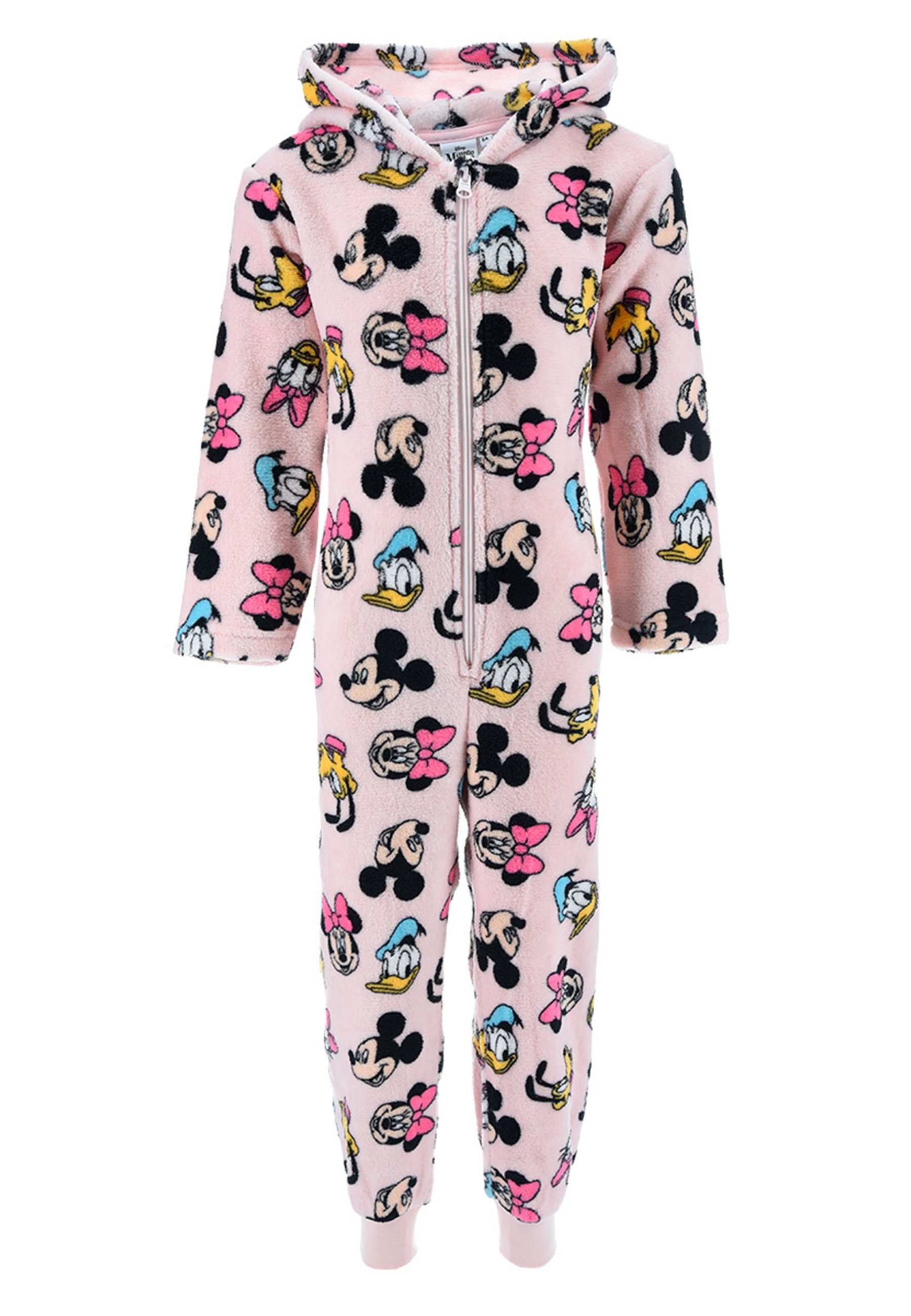 Disney Minnie Mouse Schlafanzug Mädchen Nachtwäsche Rosa Overall Schlaf Pyjama langarm