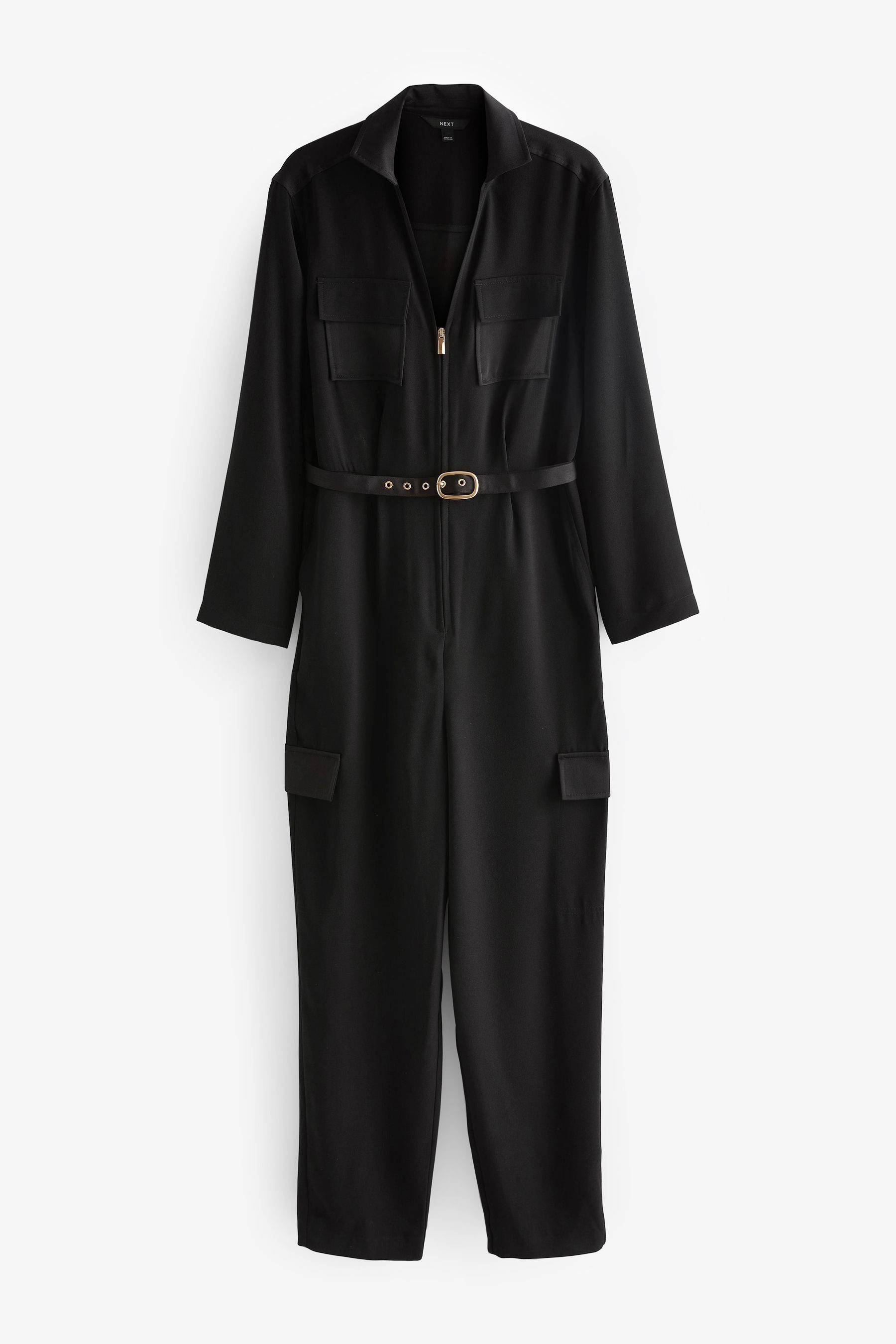 Black Langärmeliger Utility-Overall Jumpsuit (1-tlg) Next