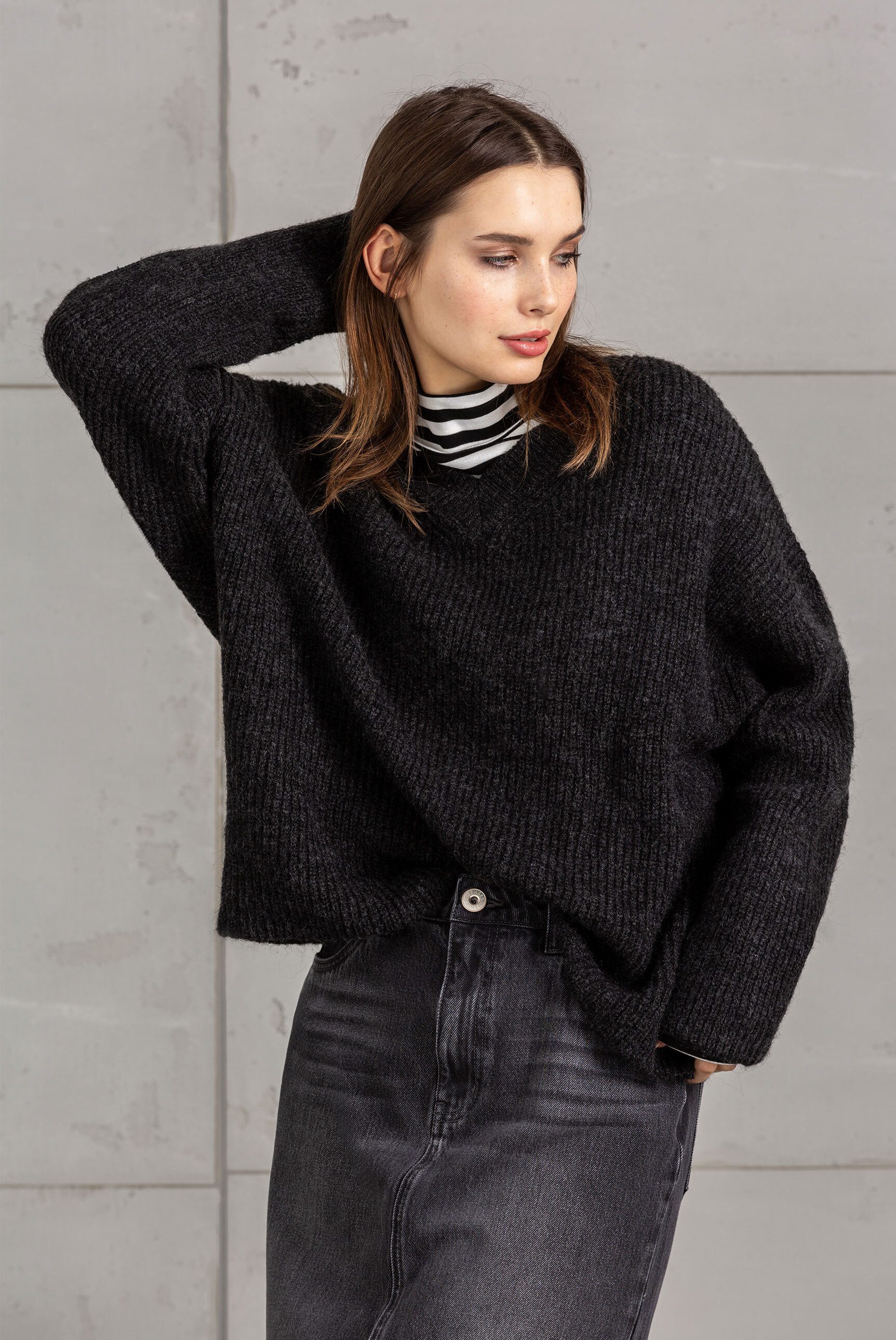 SENSES.THE LABEL V-Ausschnitt-Pullover mit V-Ausschnitt