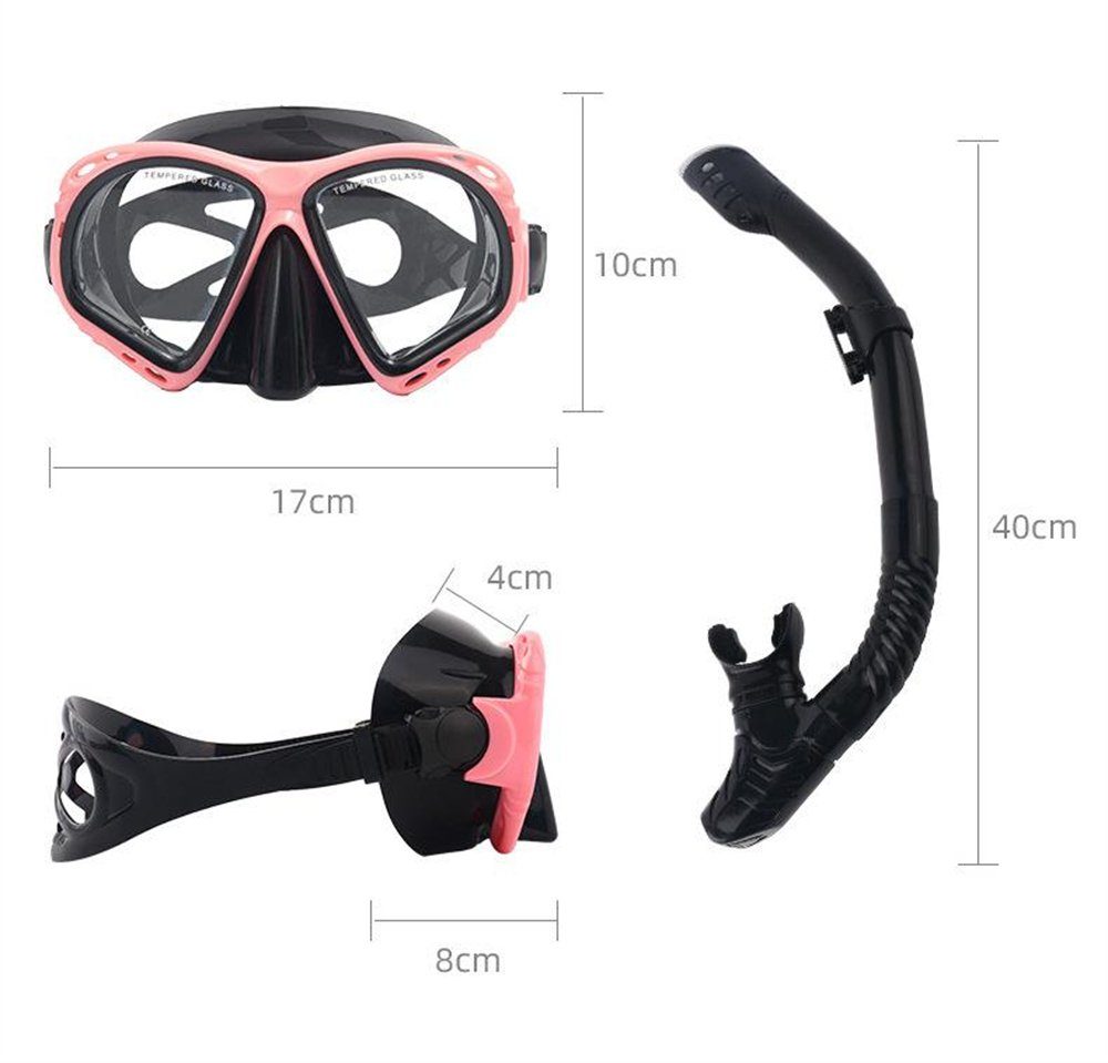 Schwarz Trockenschnorchel Schwimmbrille und Schnorchelset Rouemi mit Erwachsene Taucherbrille für