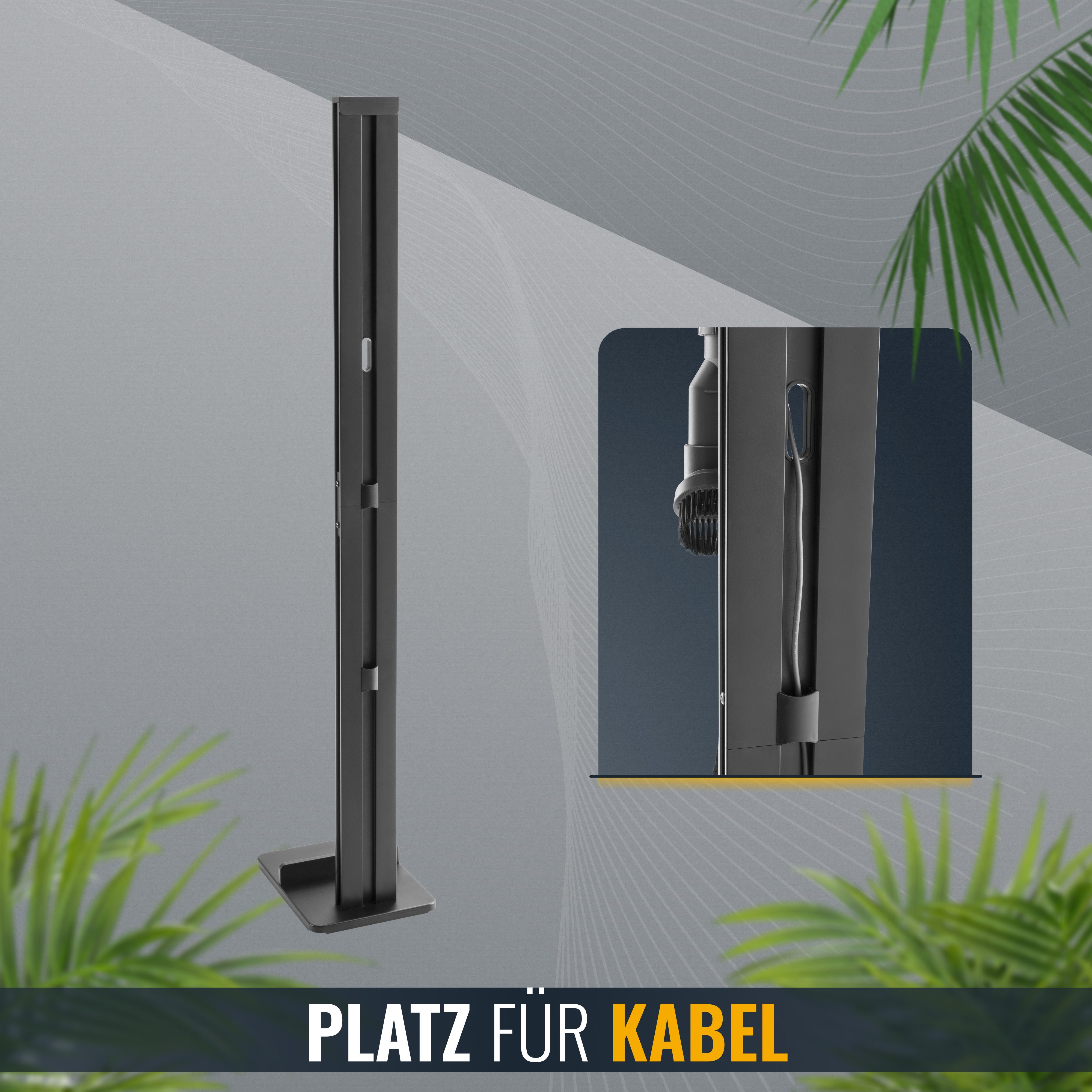 RICOO TV-Wandhalterung Standhalterung für Dyson Staubsauger, Metallständer SH002, (bis 27 Zoll, Für Montage der originale Dyson-Halterung, 1-tlg., Geeignet für Modelle Dyson V6, V7, V8, V10, V11, V12, V15, Standfuß Tiefe 295mm und Breite 220mm, Breite der Standsäule 95mm)