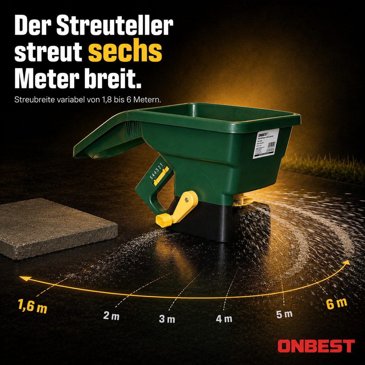 Onbest Handstreuer HS30 mit Tragegriff und Handschutz, 18,00 cm Arbeitsbreite, 3,00 l Füllmenge, Universal